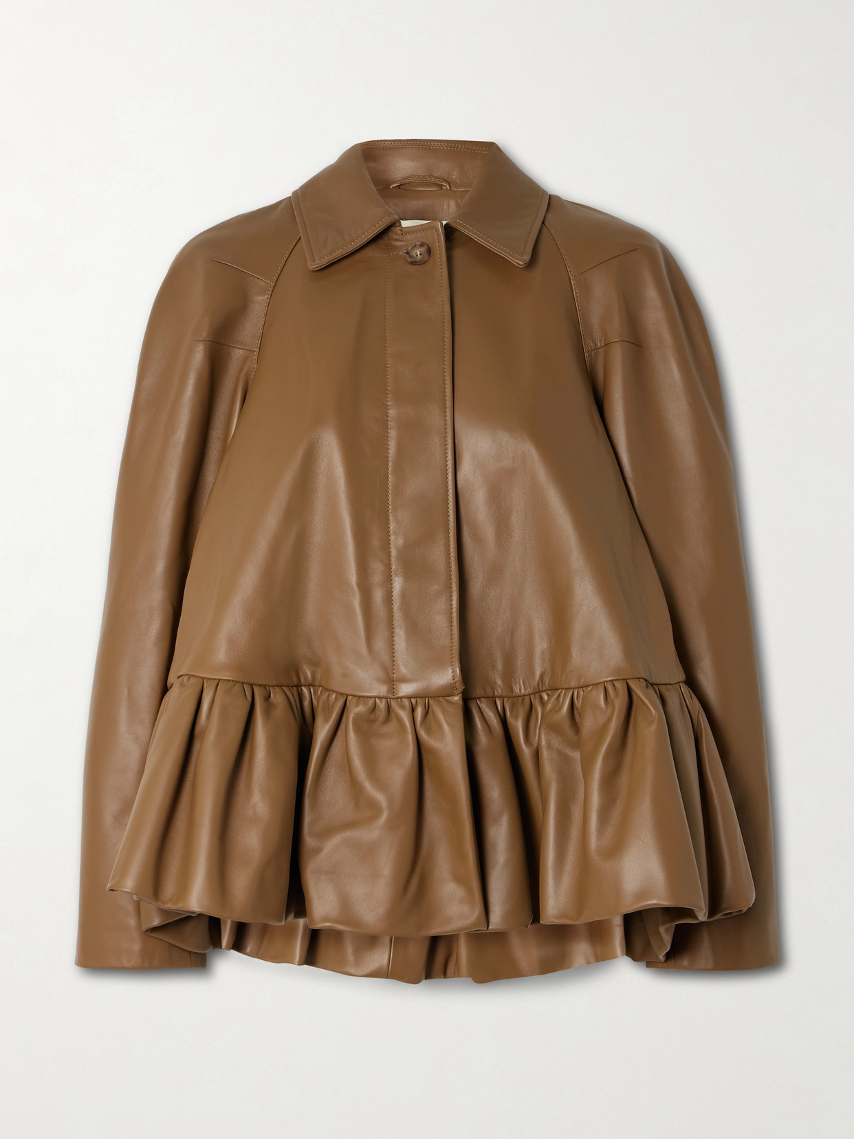 Liberowe City Ruffled Leather Jacket In Brown