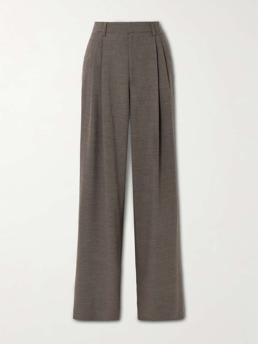 LIBEROWE Annie Pleated Twill Wide-leg Pants