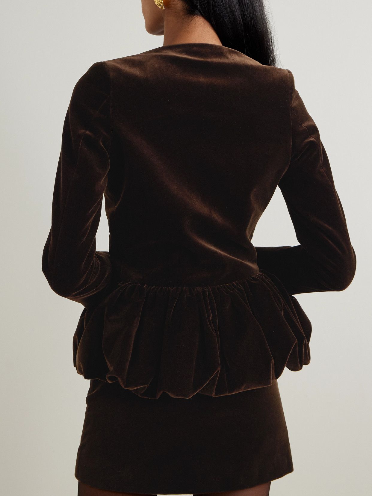 Liberowe Cotton-velvet Peplum Jacket In Brown