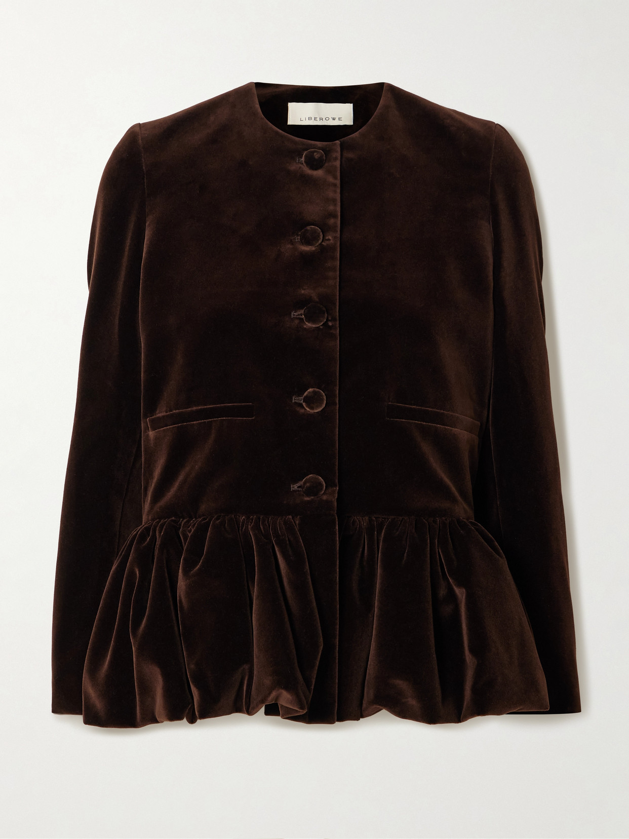 Liberowe Cotton-velvet Peplum Jacket In Brown