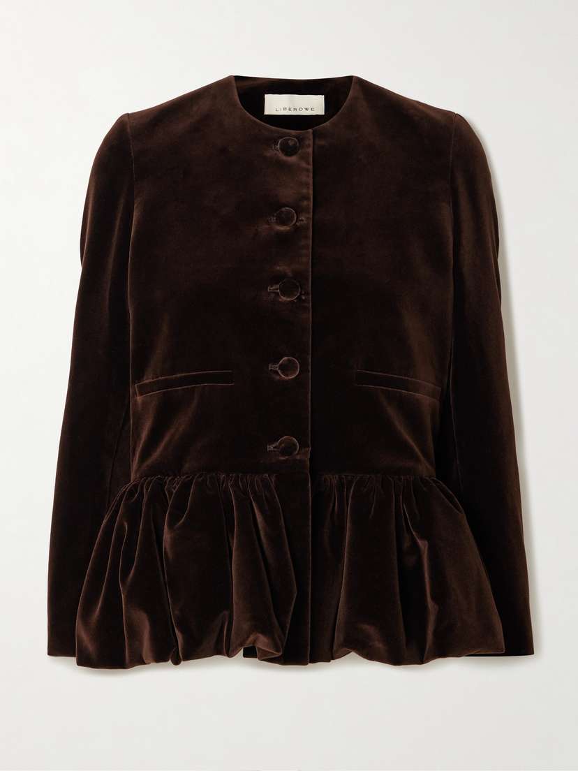 LIBEROWE Cotton-velvet Peplum Jacket