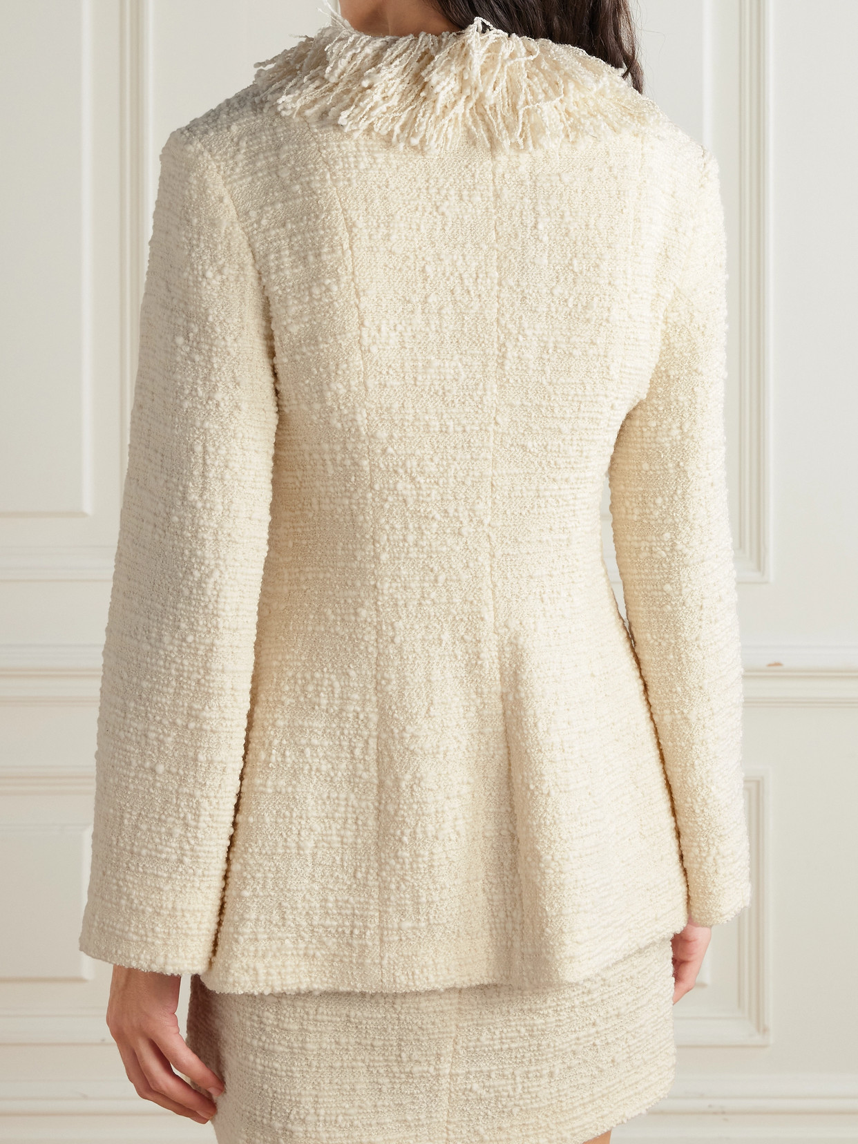 Liberowe Trader Fringed Boucle Single-breasted Jacket In Neutral