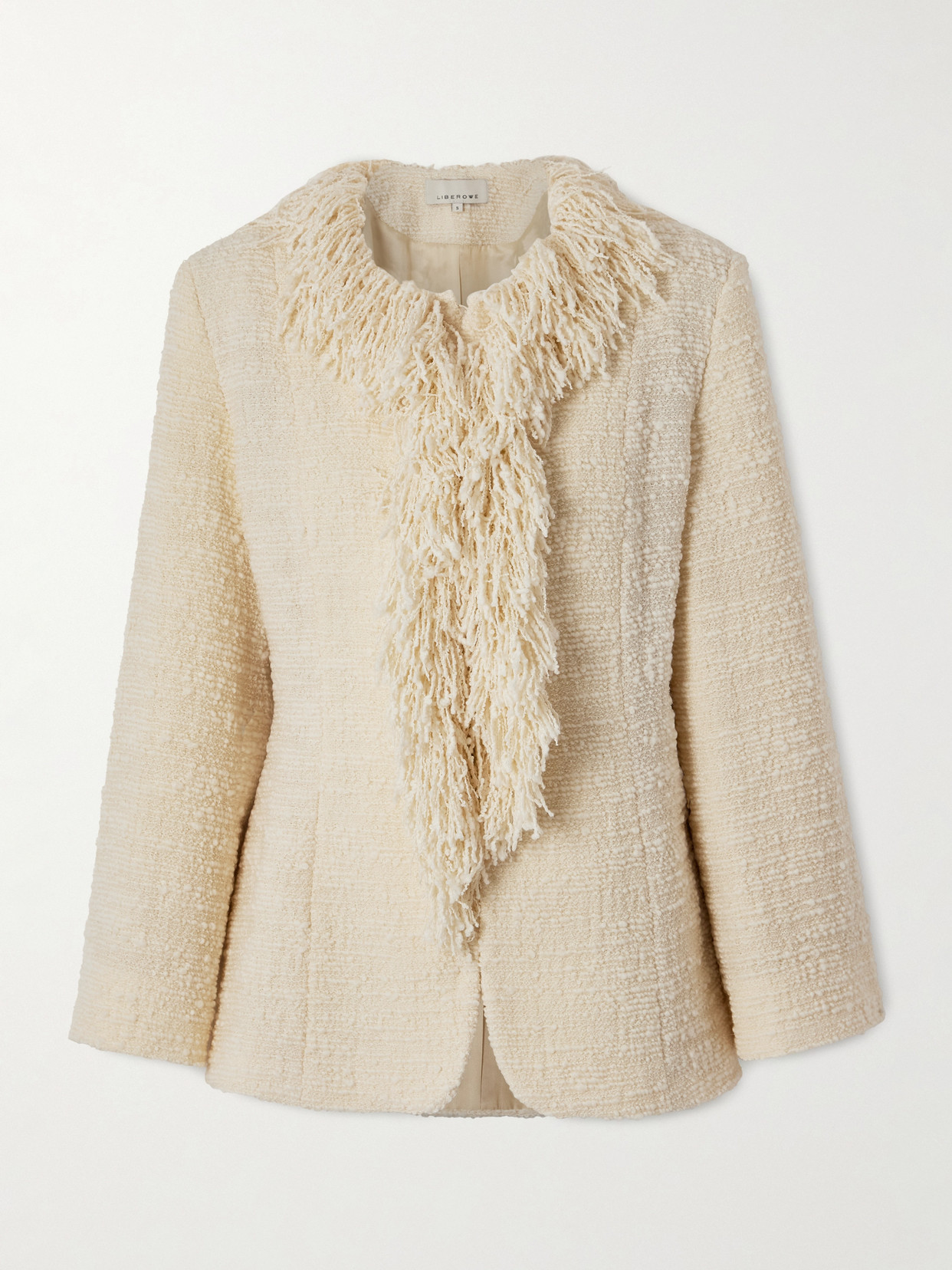 Liberowe Trader Fringed Boucle Single-breasted Jacket In Neutral