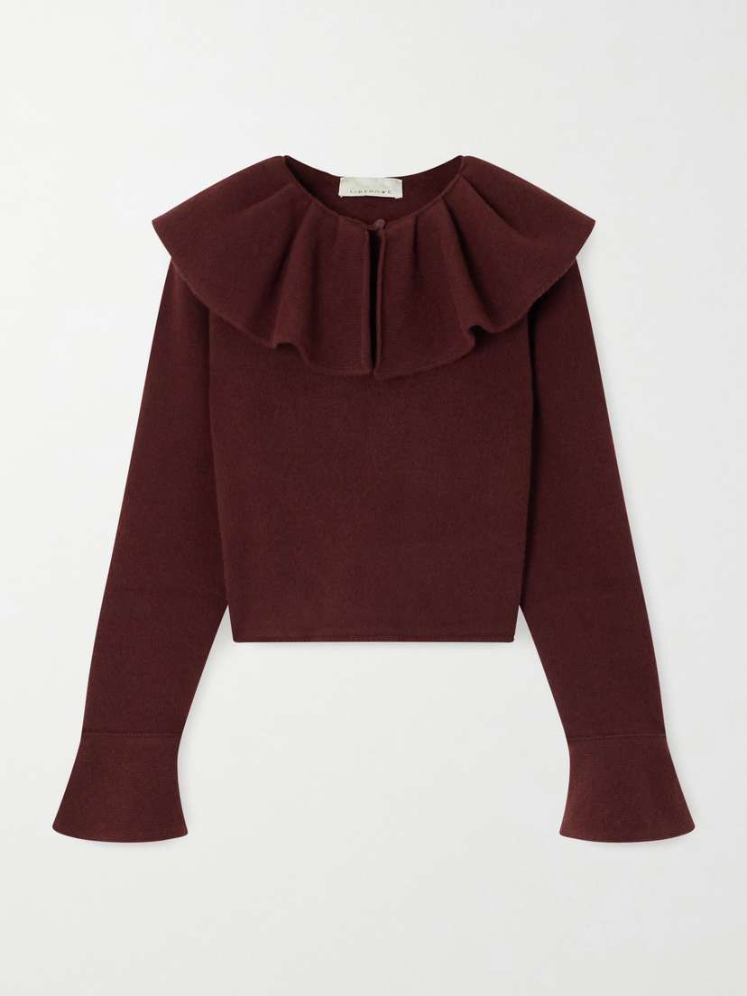 LIBEROWE Gia Cropped Ruffled Wool Sweater