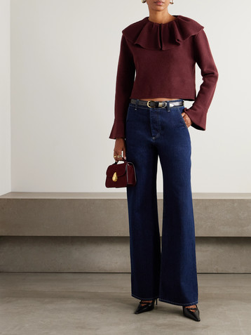 Liberowe Gia cropped ruffled wool sweater