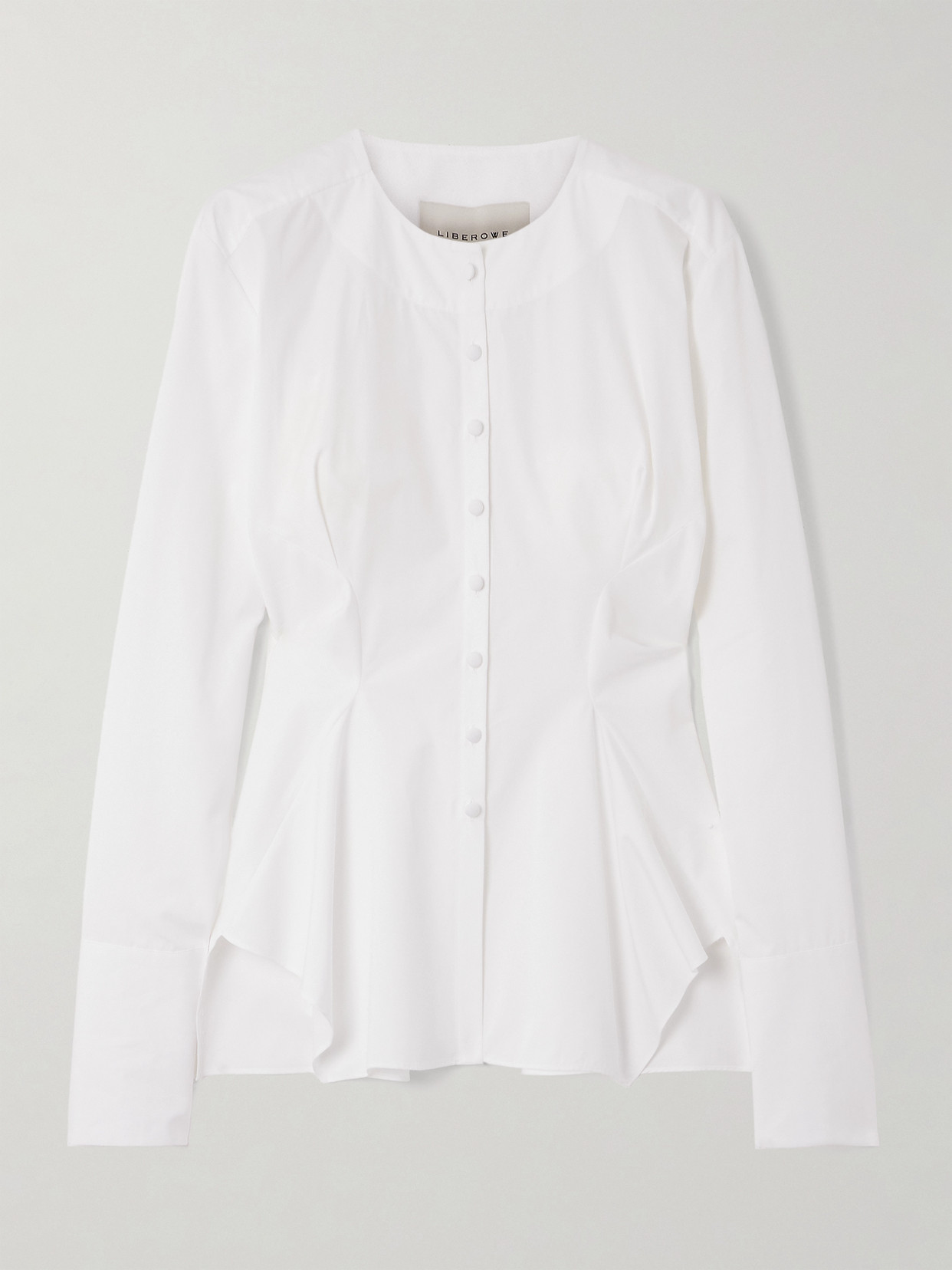 Liberowe Lavinia Cotton-poplin Peplum Blouse In White