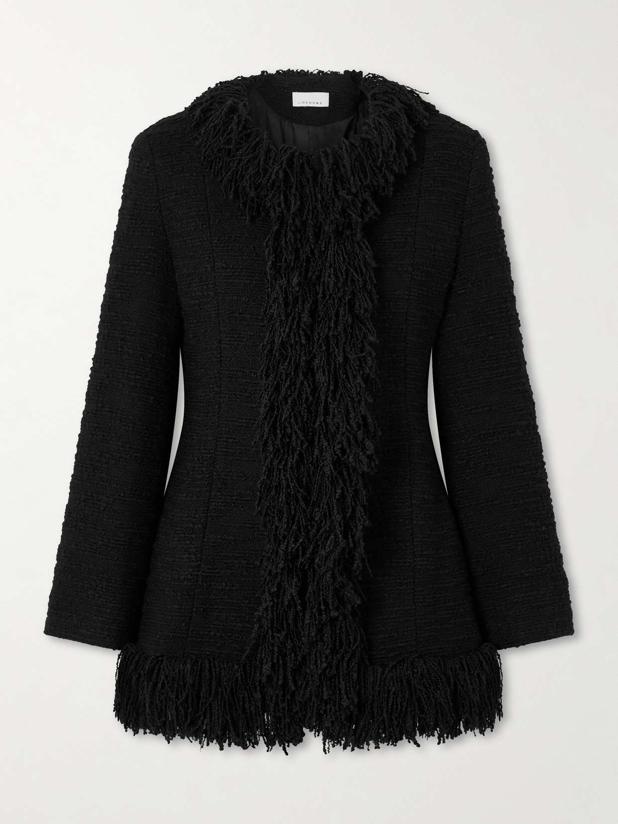 Liberowe Banker Fringed Wool-blend Bouclé-tweed Jacket In Black