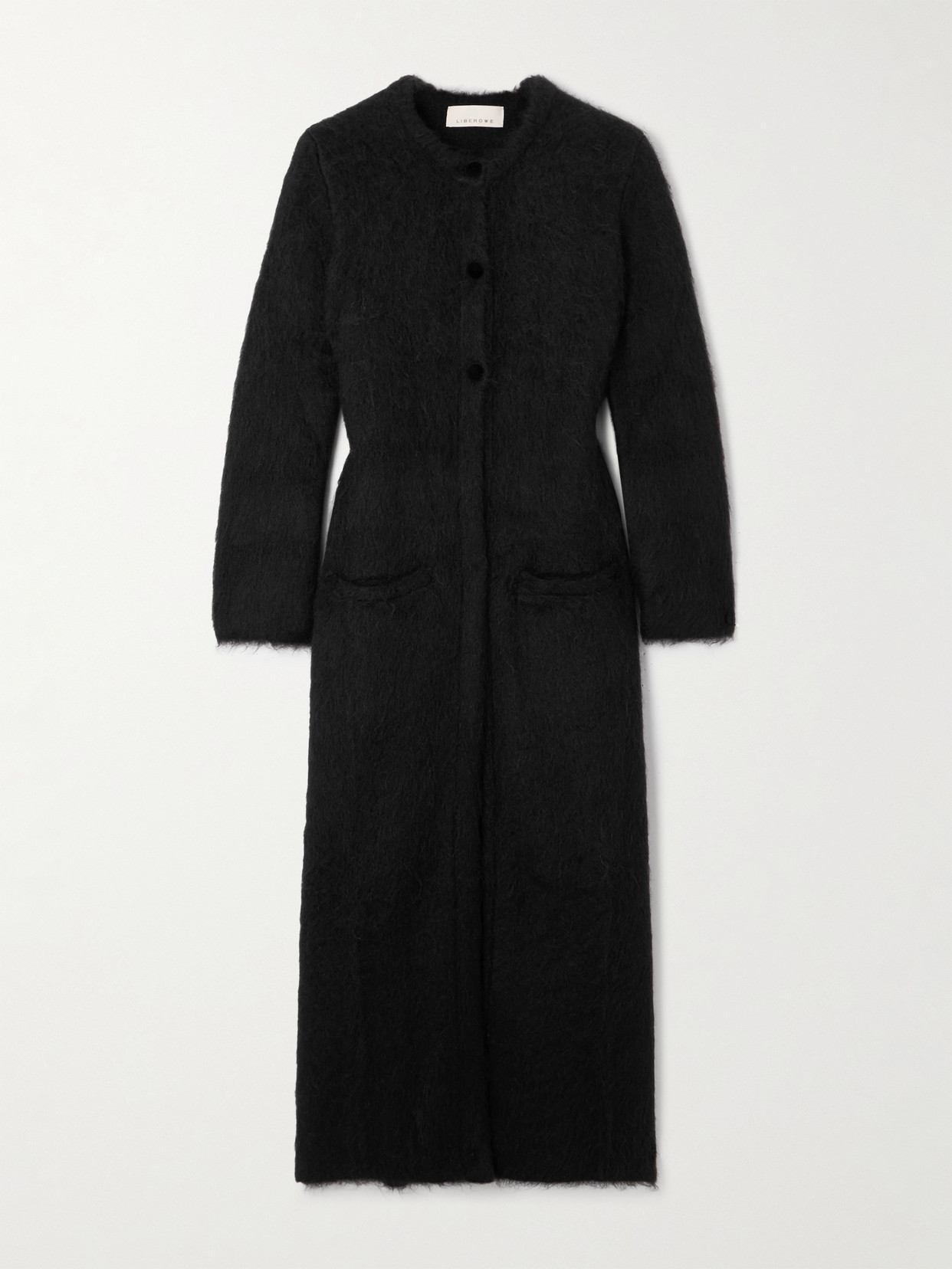Liberowe Bianca Brushed Alpaca-blend Cardigan In Black