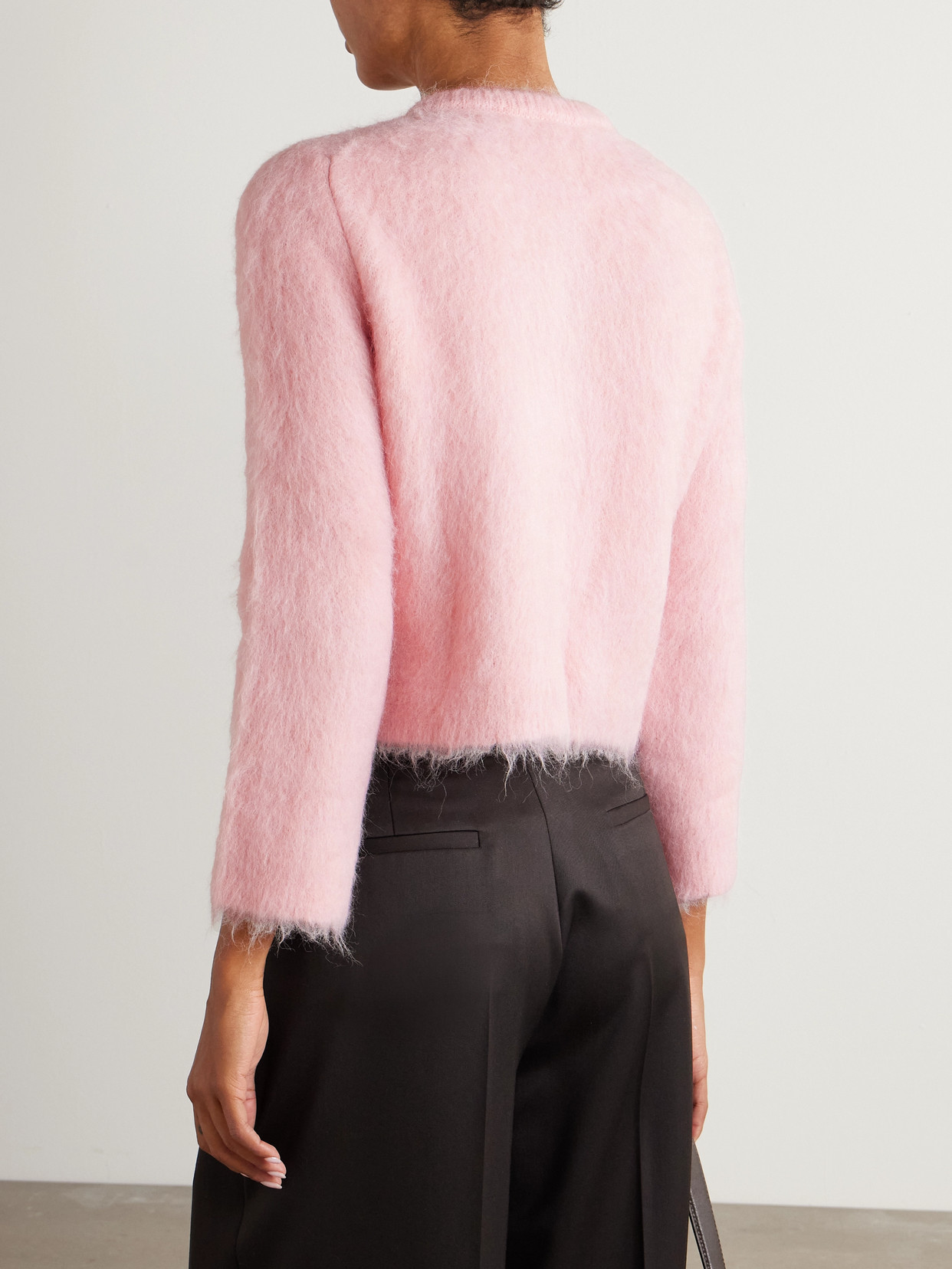 Liberowe Amelie Cropped Brushed Alpaca-blend Cardigan In Pink
