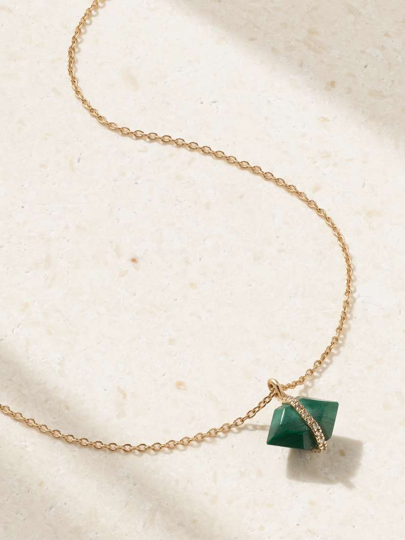Melissa Joy Manning 14-karat Recycled Gold, Malachite And Herkimer Diamond Necklace