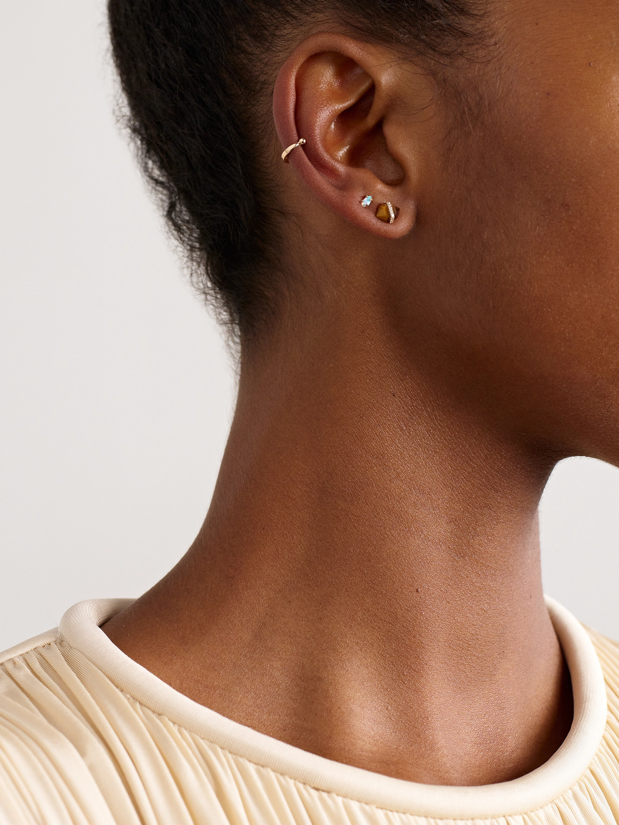 Melissa Joy Manning 14-karat Recycled Gold, Tiger's Eye And Herkimer Diamond Earrings In Gold
