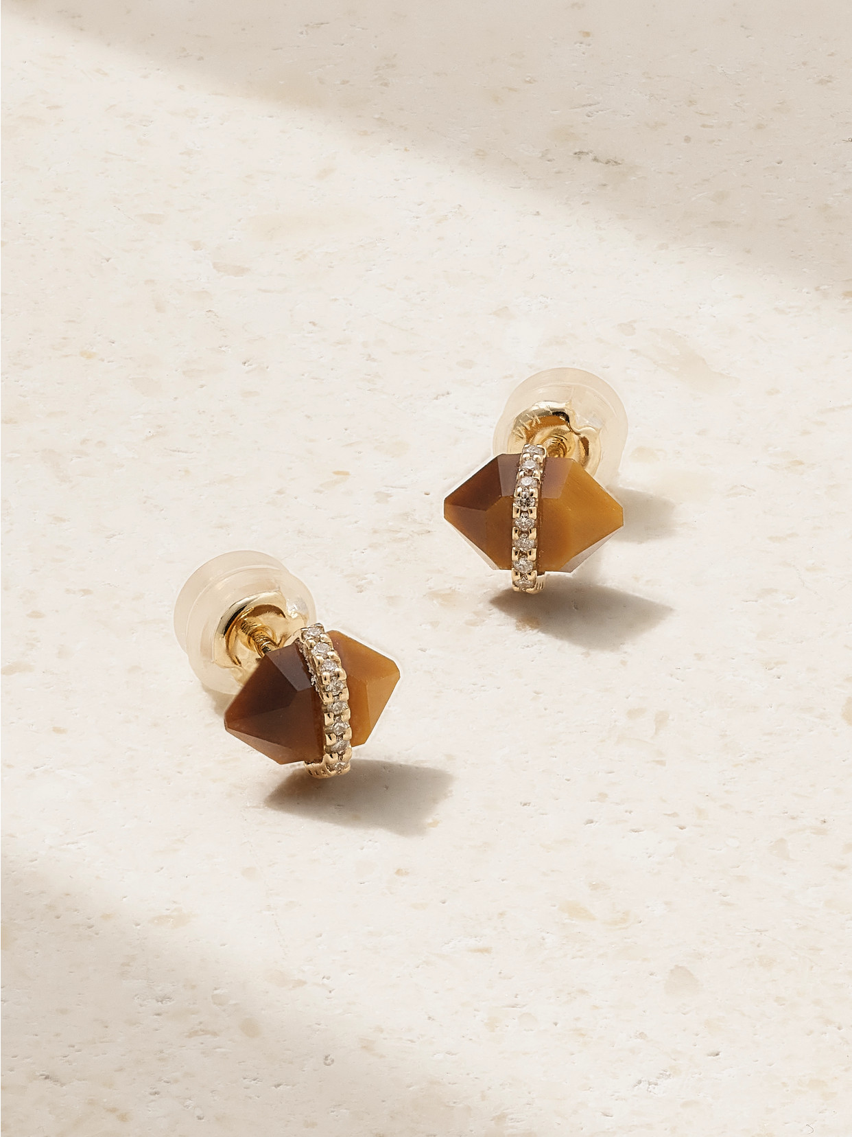 Melissa Joy Manning 14-karat Recycled Gold, Tiger's Eye And Herkimer Diamond Earrings