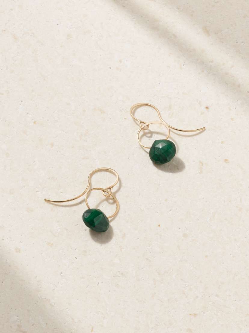 Melissa Joy Manning 14-karat Recycled Gold Malachite Earrings