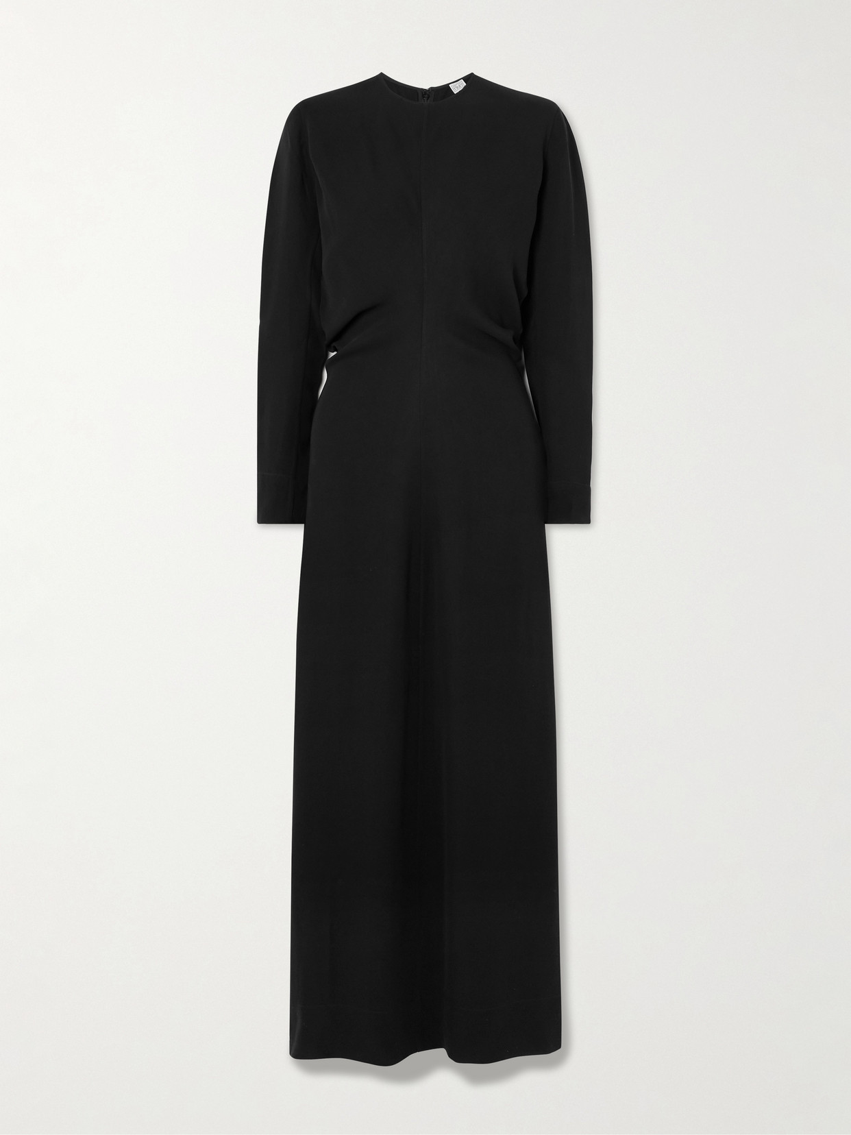 Totême Garderob Gathered Crepe Maxi Dress In Black