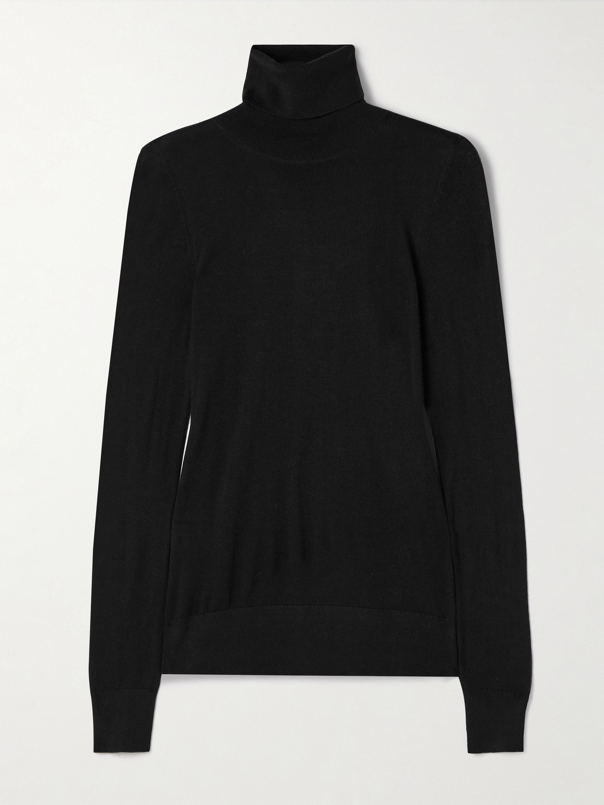 Totême Wool And Silk-blend Turtleneck Sweater In Black