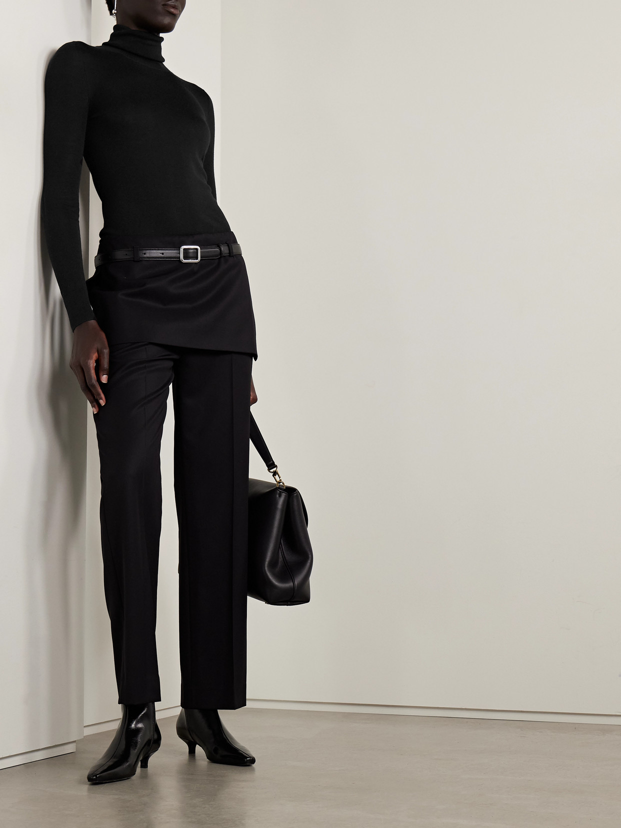 Totême Wool And Silk-blend Turtleneck Sweater In Black