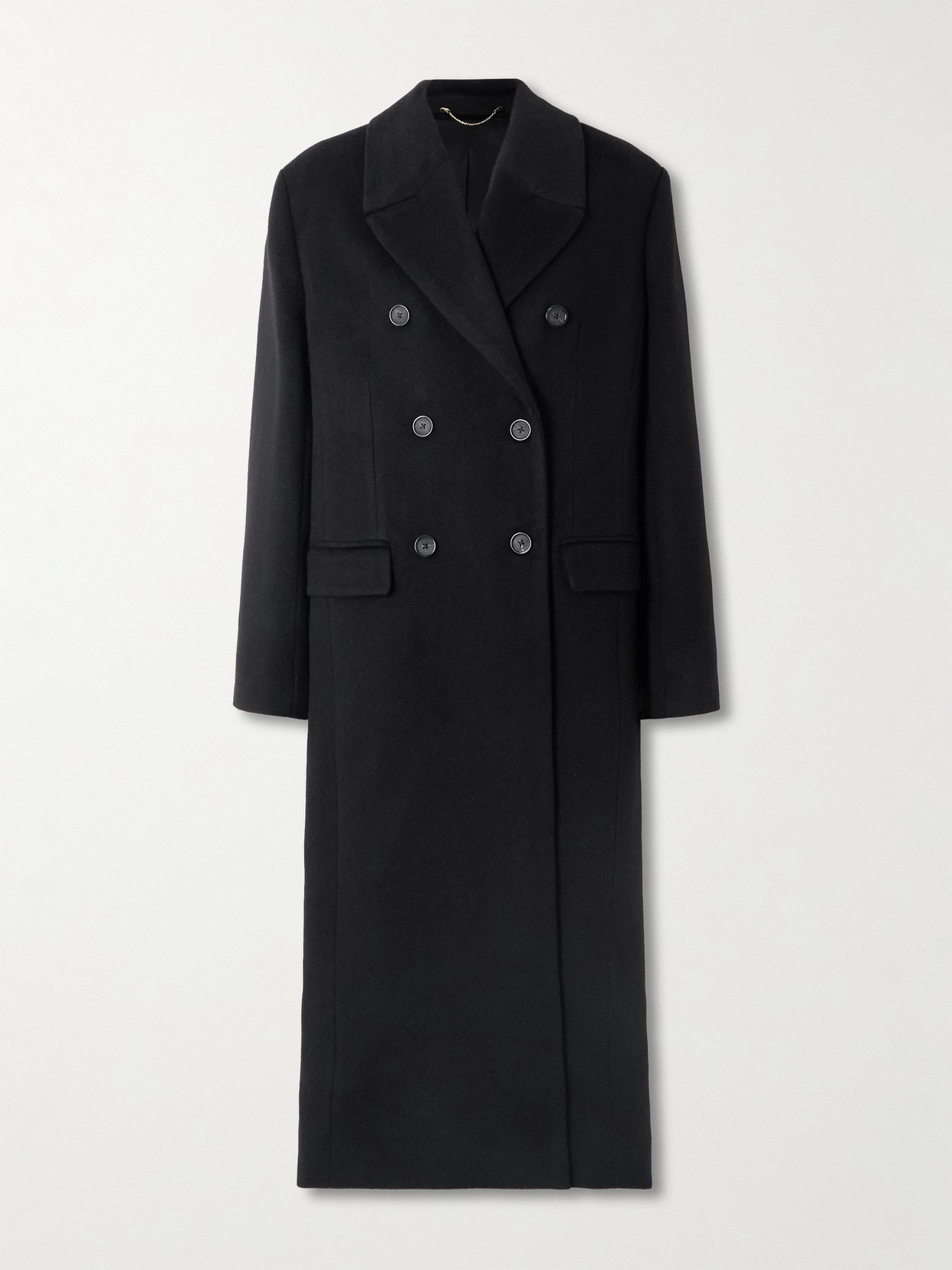 Totême Double-breasted Brushed Recycled-cashmere Coat In Black