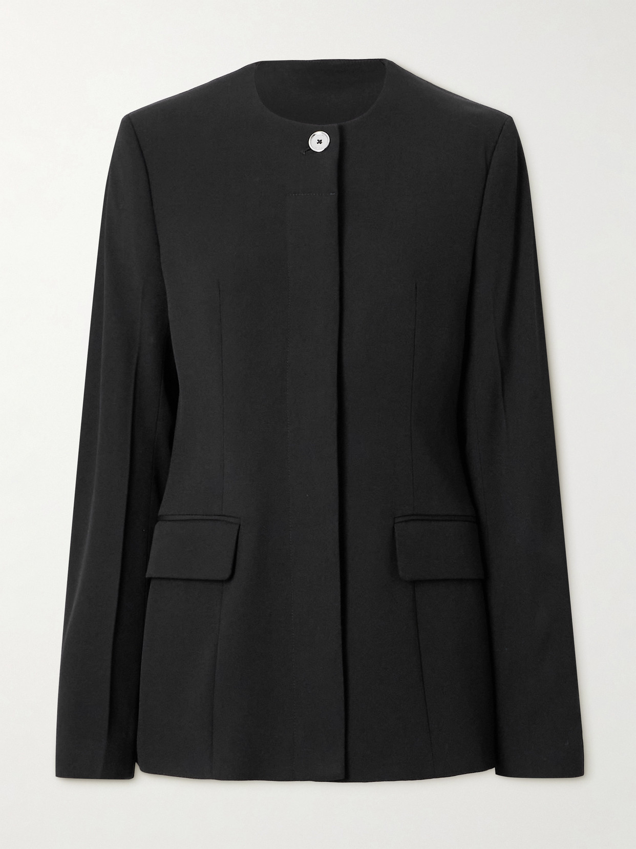 Totême Collarless Cinched Jacket In Black