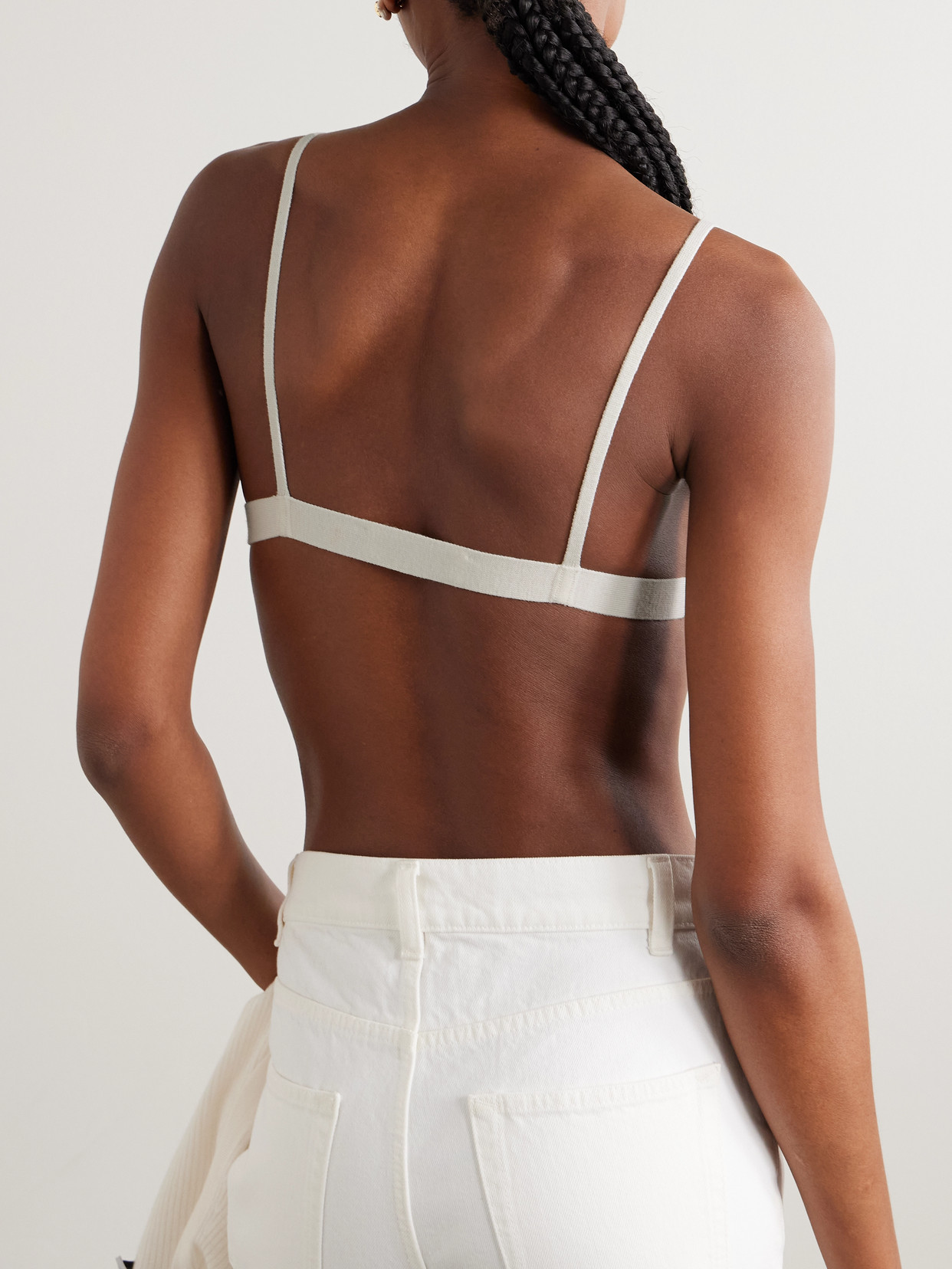 Gabriela Hearst Chevier Ribbed Wool Triangle Bralette In Neutral