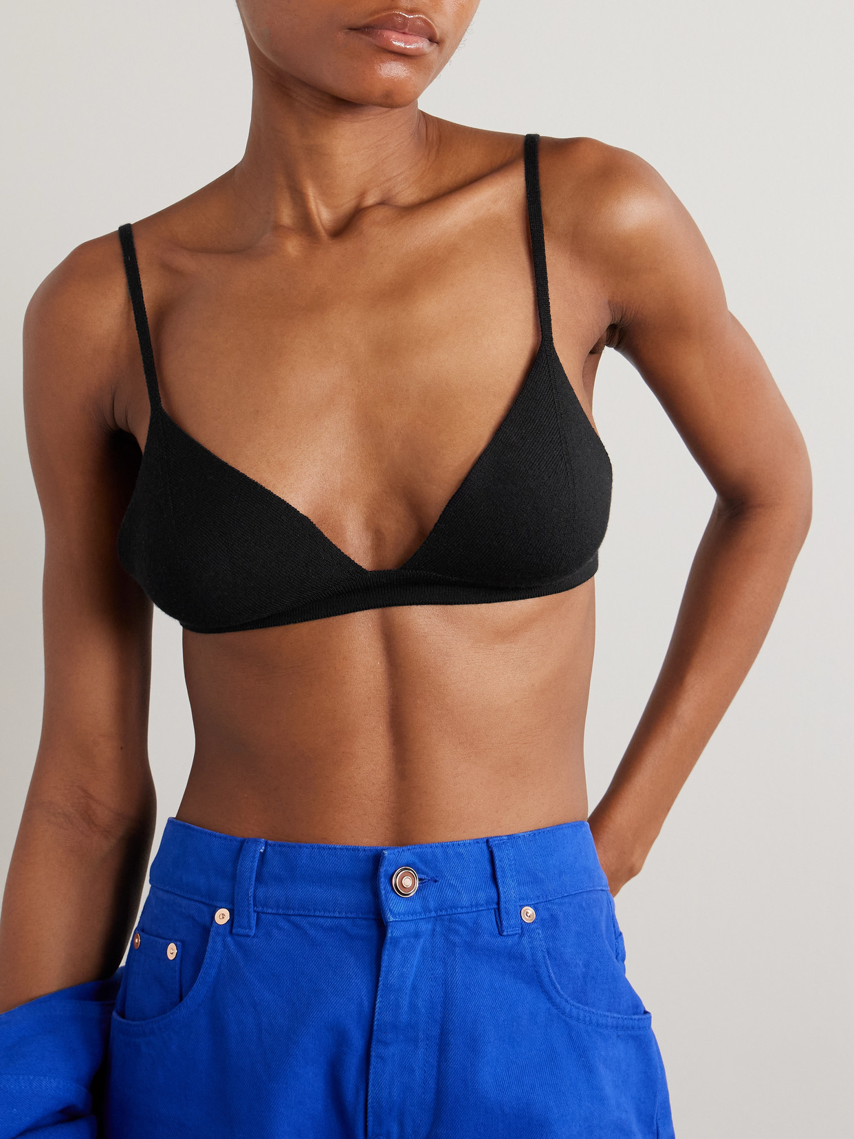 Gabriela Hearst Chevier Ribbed Wool Bralette In Black