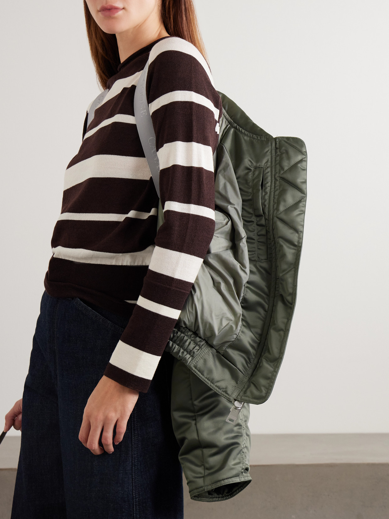 Jade Appliquéd Ruched Padded Satin Bomber Jacket