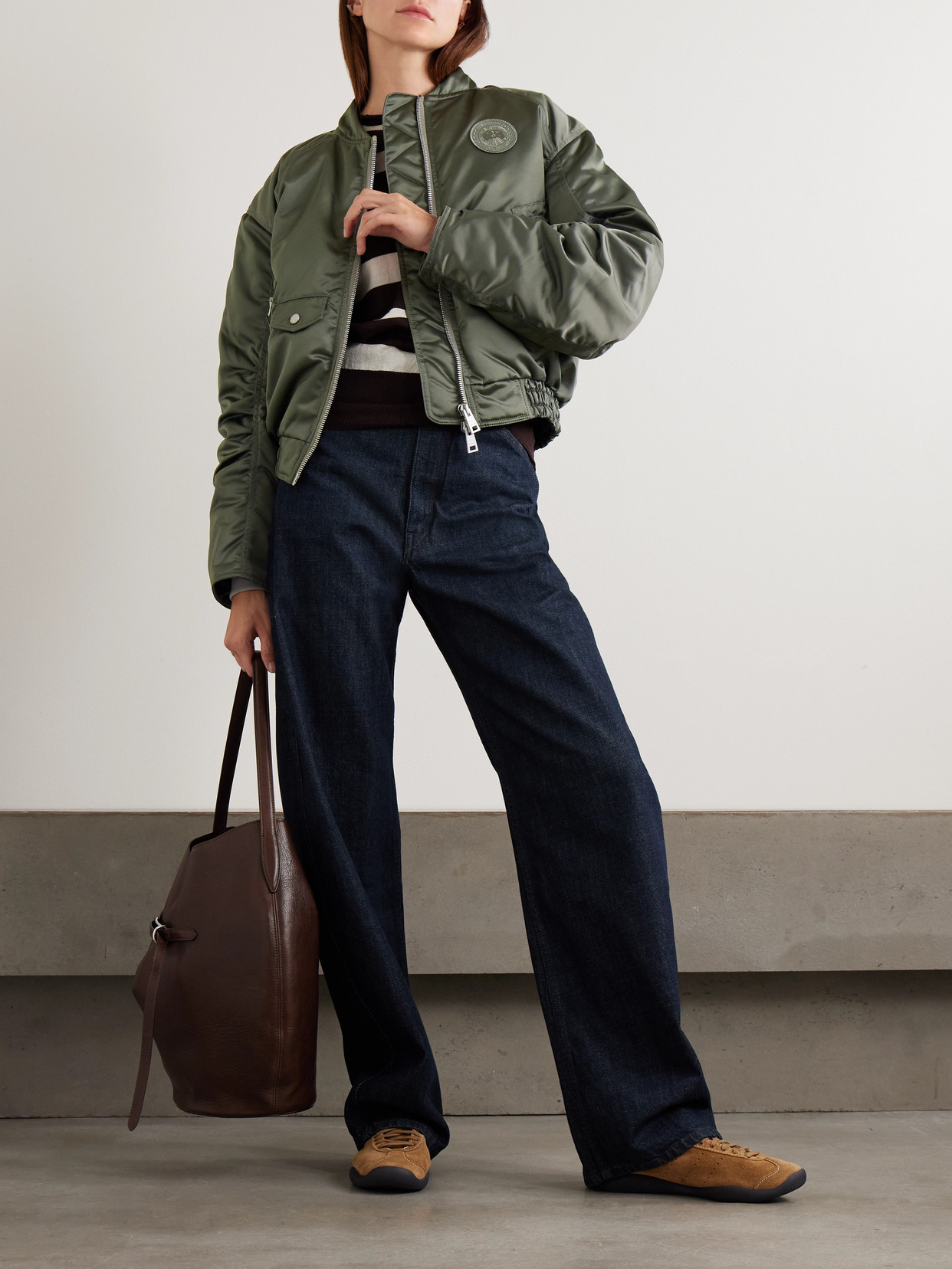 Jade Appliquéd Ruched Padded Satin Bomber Jacket