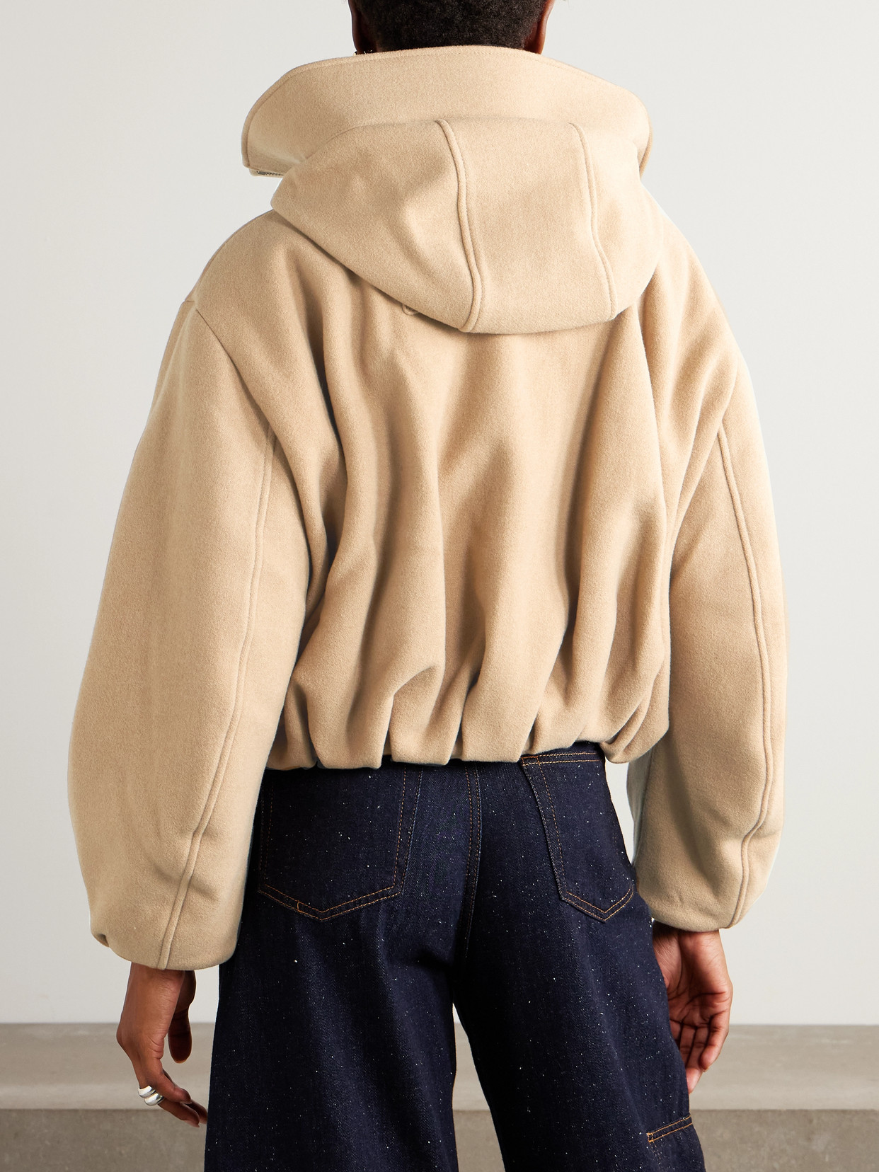 Chilliwack Cropped Hooded Wool-Blend Felt Bomber Jacket