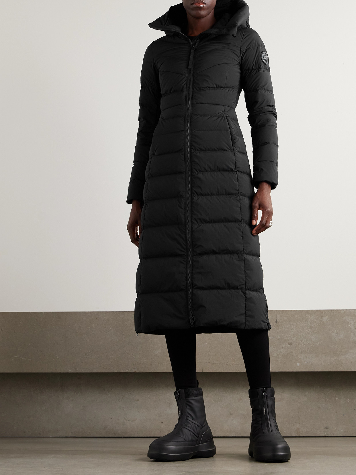 Canada Goose Clair Hooded Quilted Shell Down Coat In Black