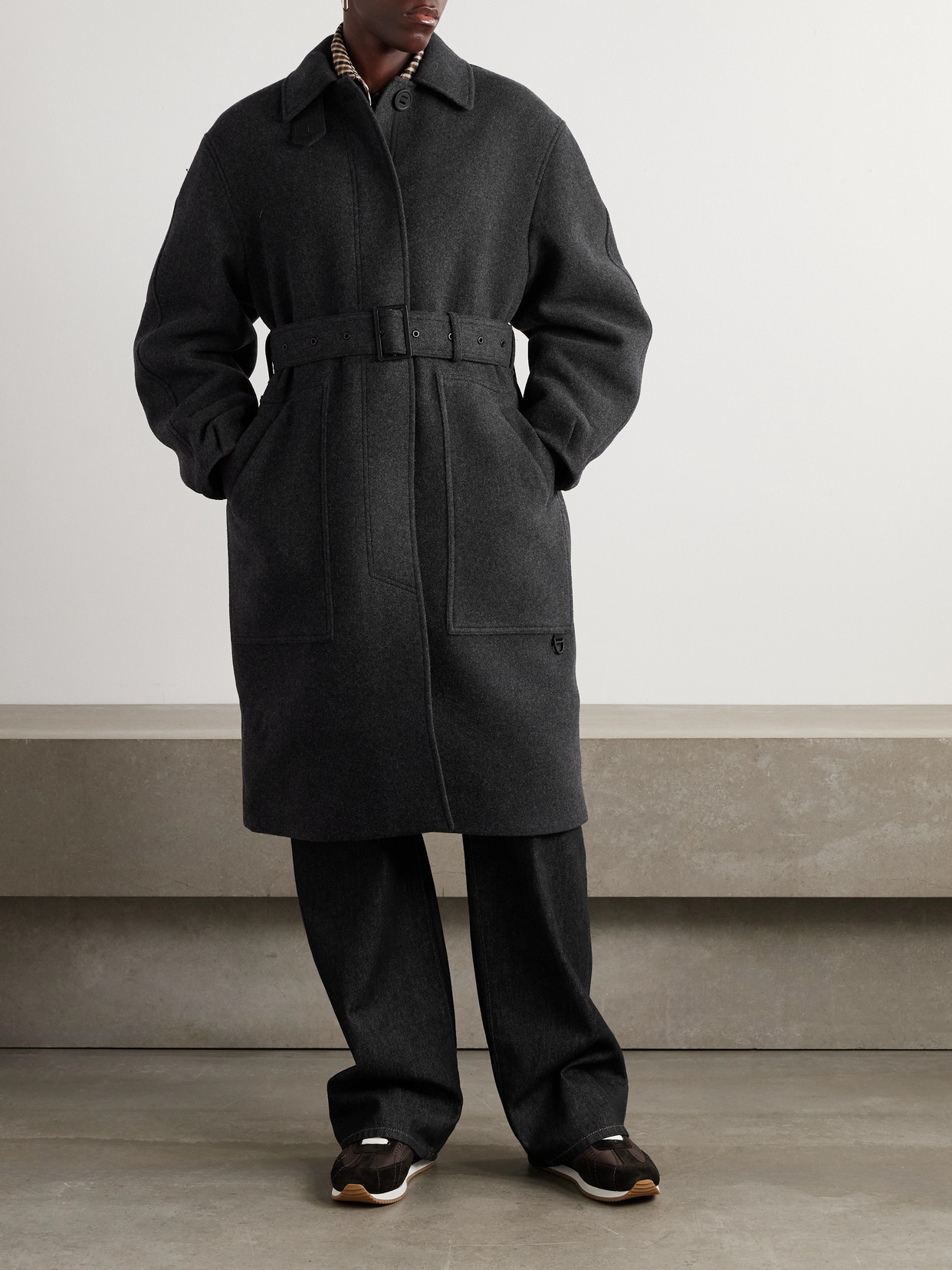 Mila Belted Brushed Padded Wool-Blend Coat