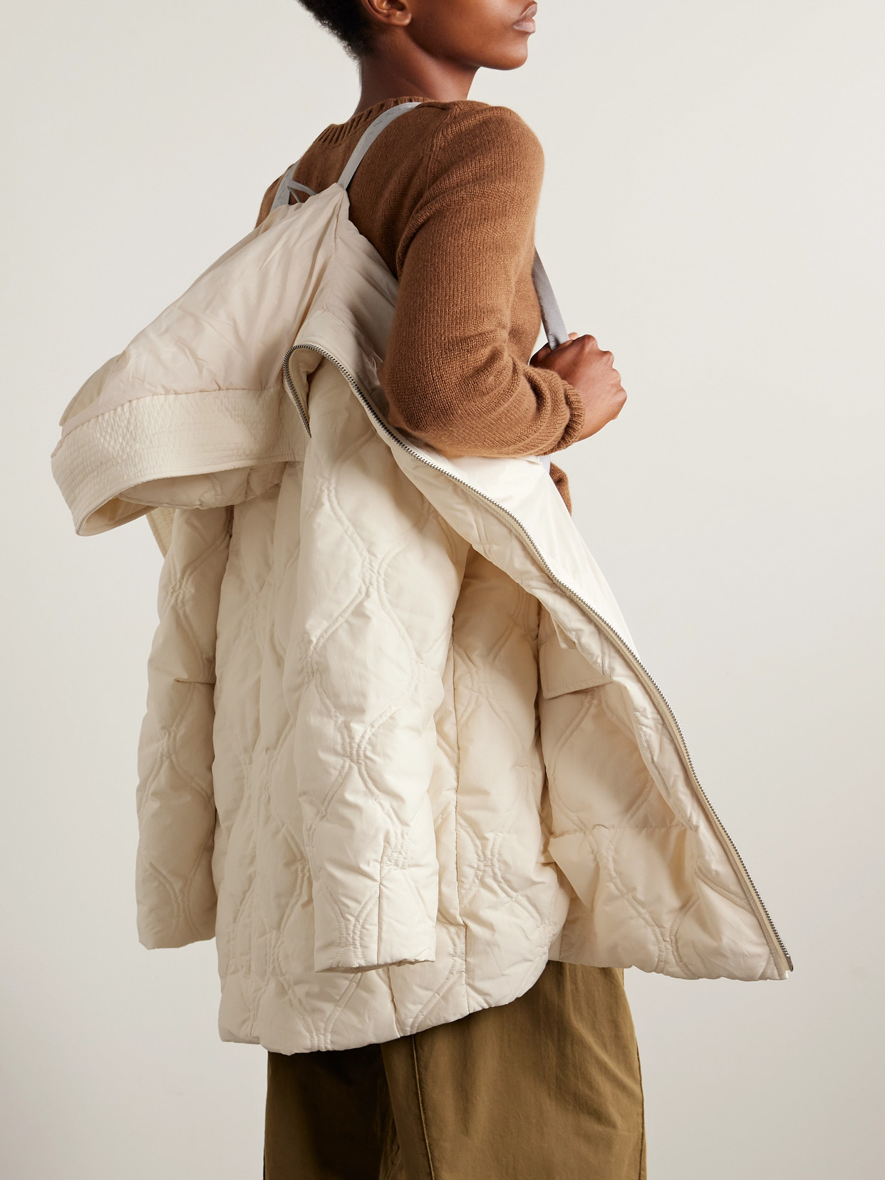 Canada Goose Alessia Hooded Quilted Cotton-blend Ripstop Down Coat In Neutral