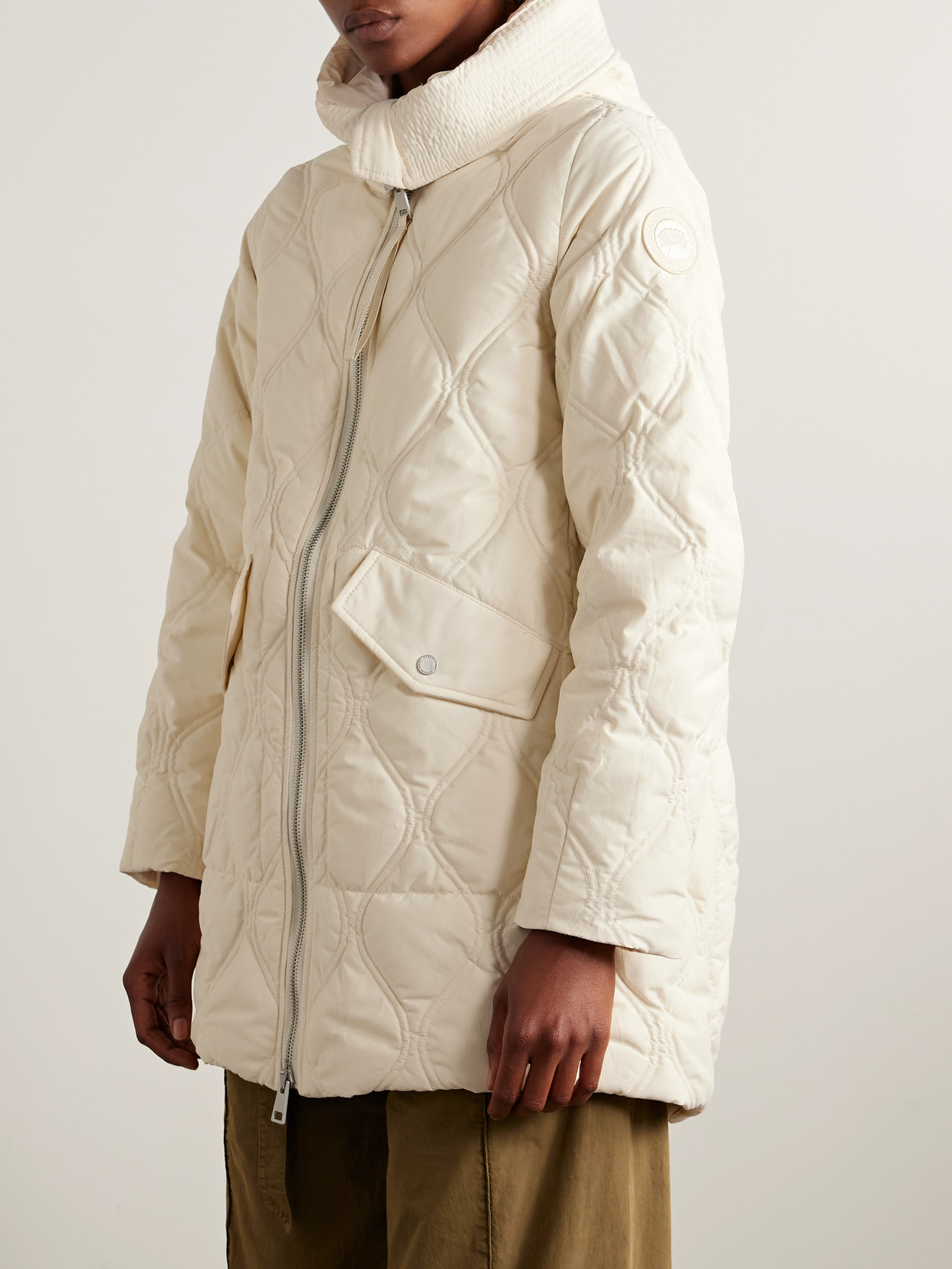 Canada Goose Alessia Hooded Quilted Cotton-blend Ripstop Down Coat In Neutral
