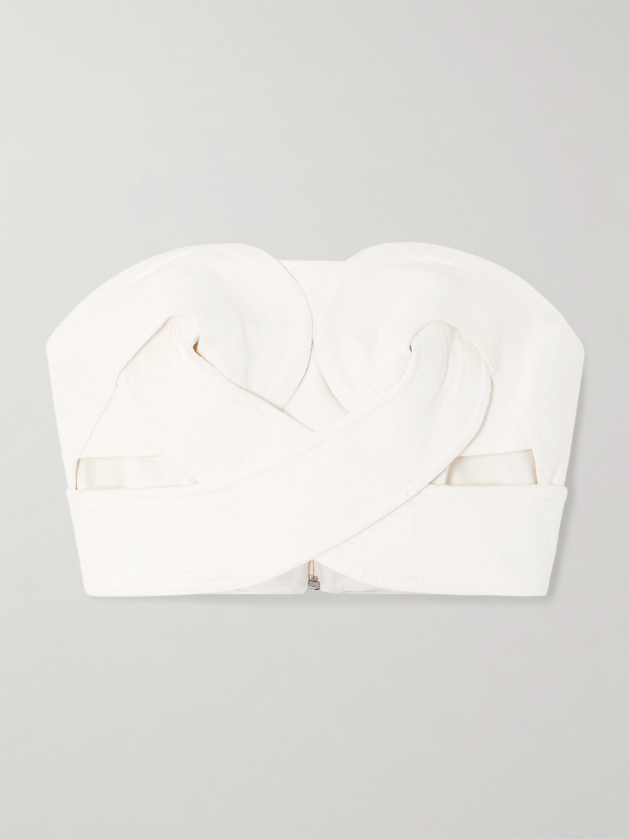 Andres Otalora Onda Strapless Cropped Twisted Cotton-twill Top In White