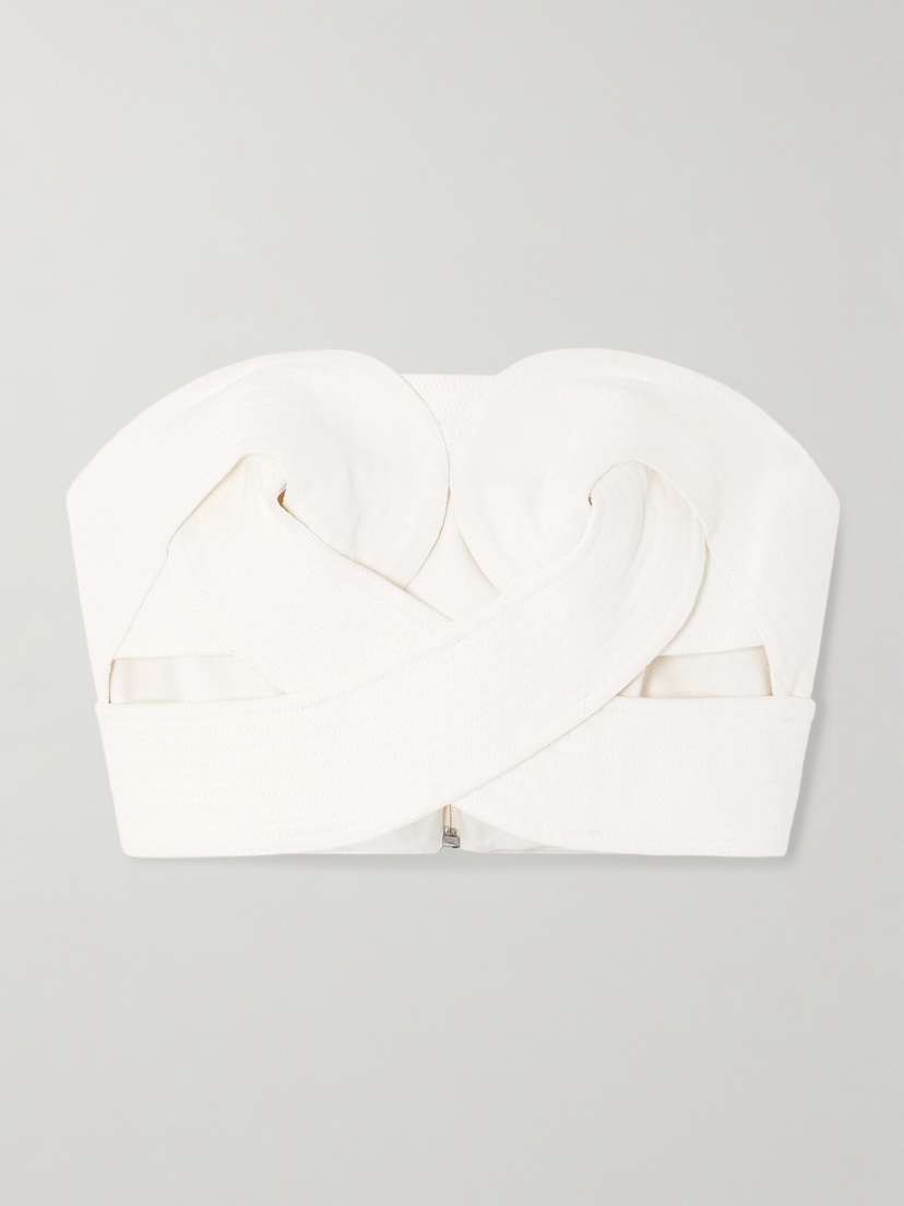 ANDRES OTALORA Onda Strapless Cropped Twisted Cotton-twill Top