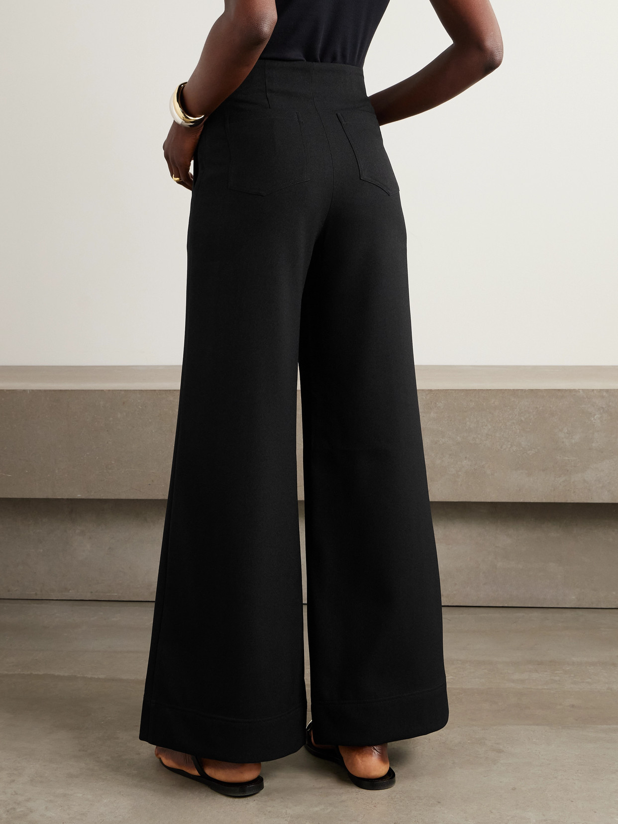 Andres Otalora Latidos Twill Wide-leg Pants In Black