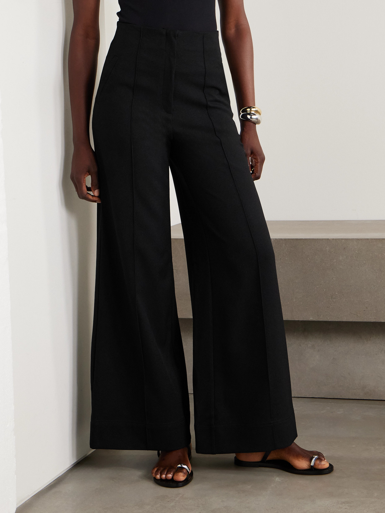 Andres Otalora Latidos Twill Wide-leg Pants In Black