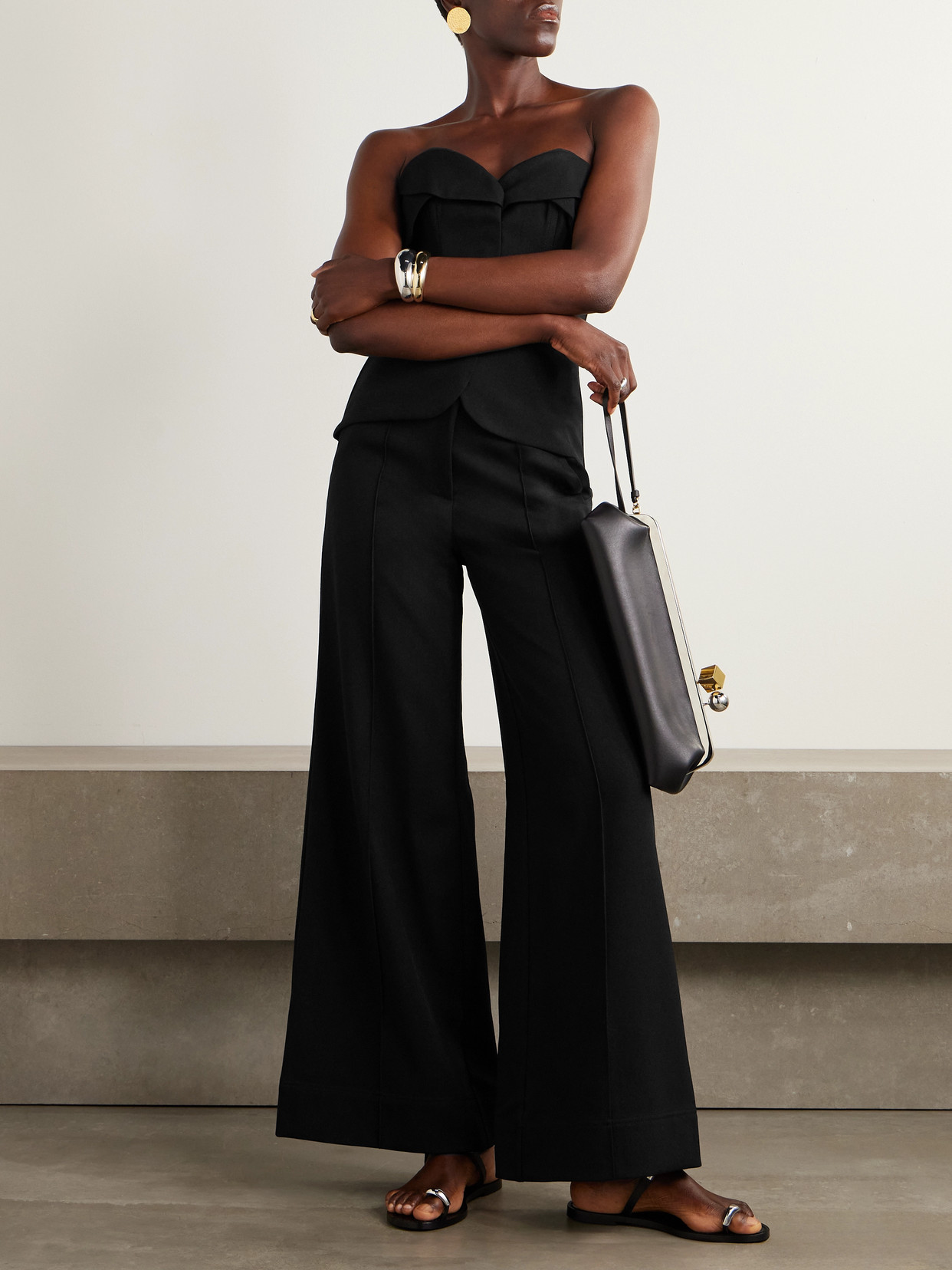 Andres Otalora Latidos Twill Wide-leg Pants In Black
