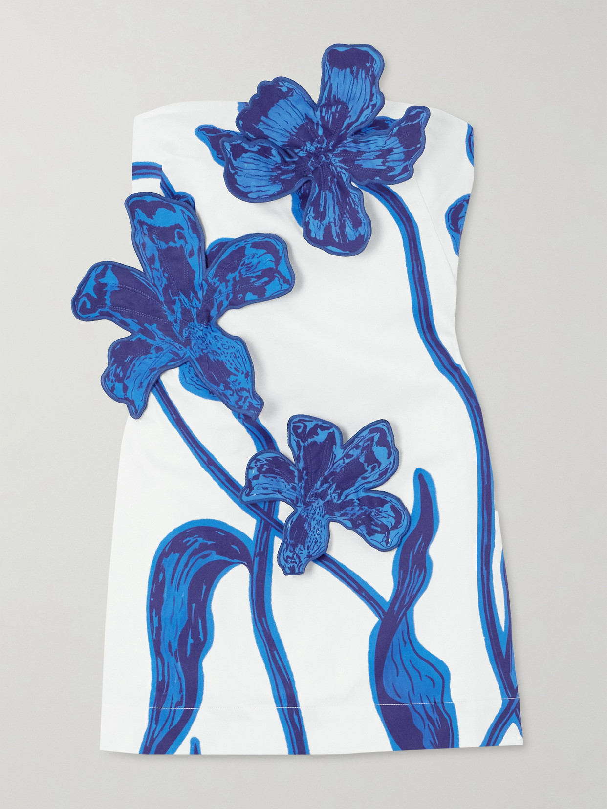 Andres Otalora Appliquéd Cotton-blend Twill Mini Dress In Blue