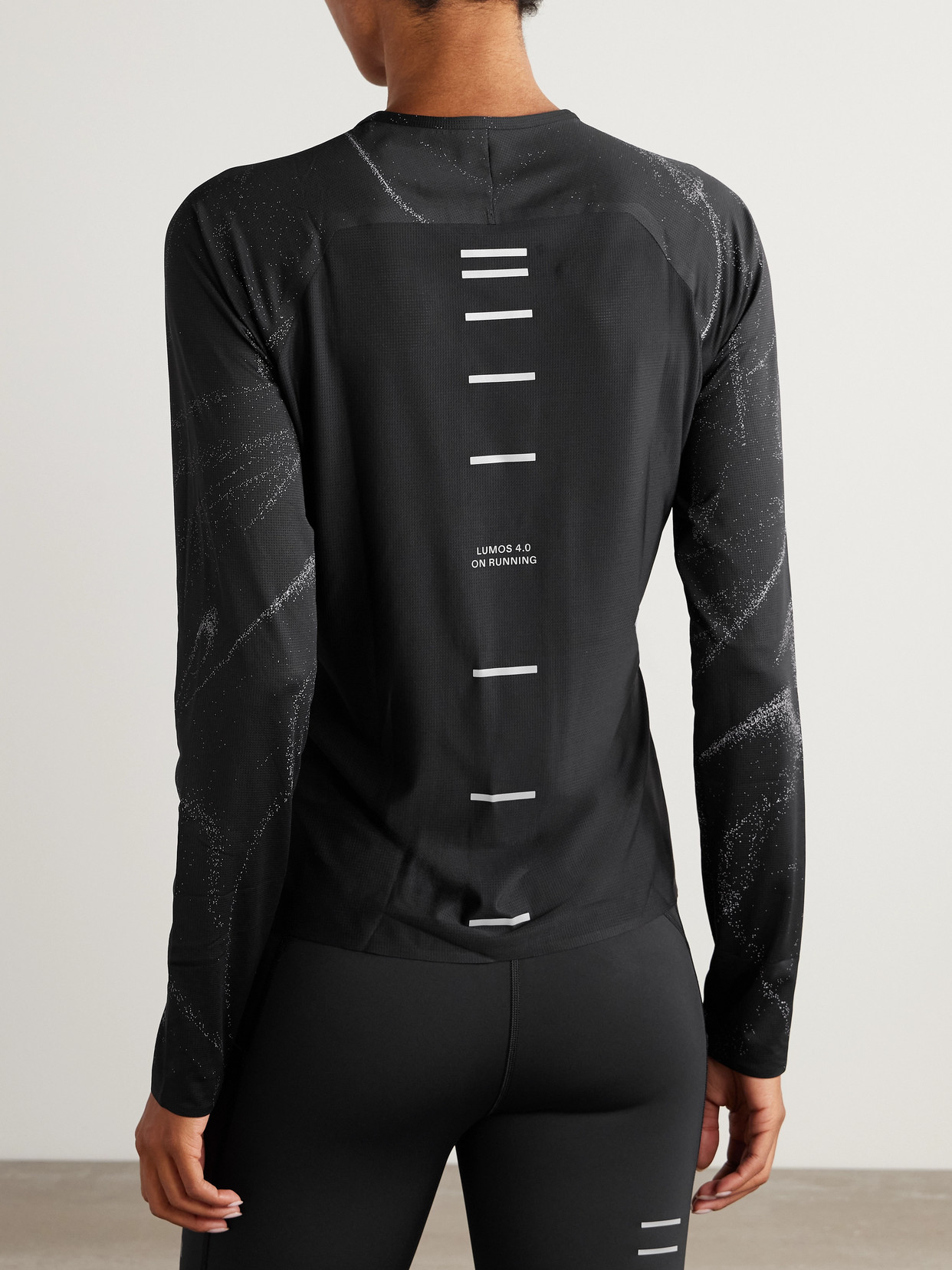 On Printed Recycled-jersey Top In Black