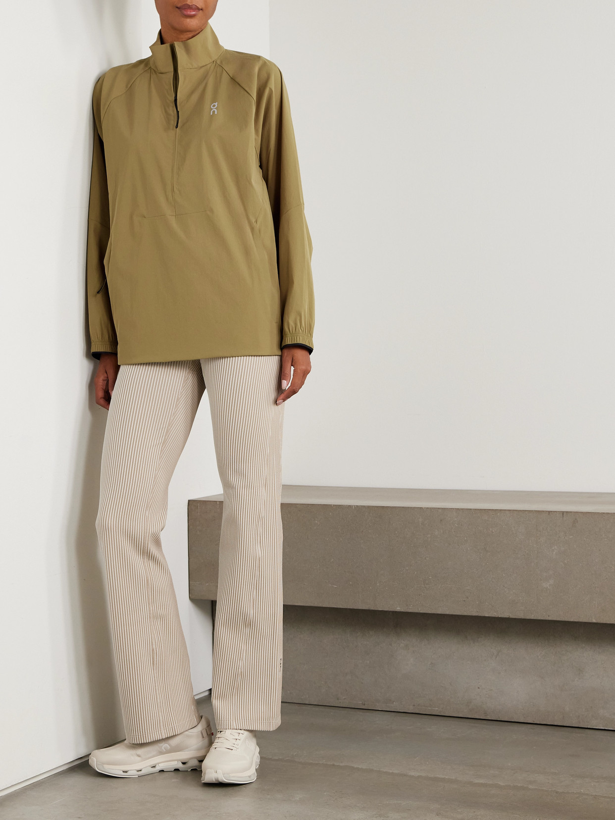 On All-day Stretch Recycled-shell Half-zip Sweater In Brown