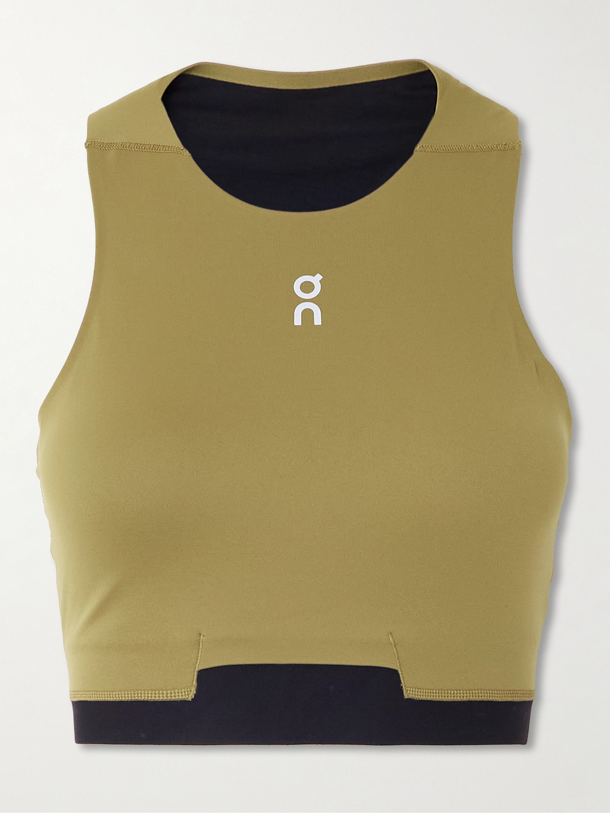 On Train 2-in-1 Cropped Stretch Recycled-jersey Top In Green