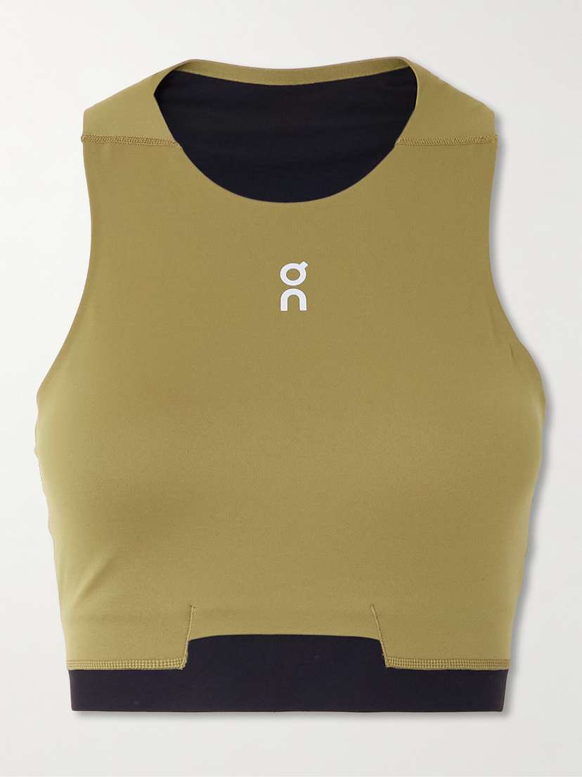 ON Train 2-in-1 Cropped Stretch Recycled-jersey Top