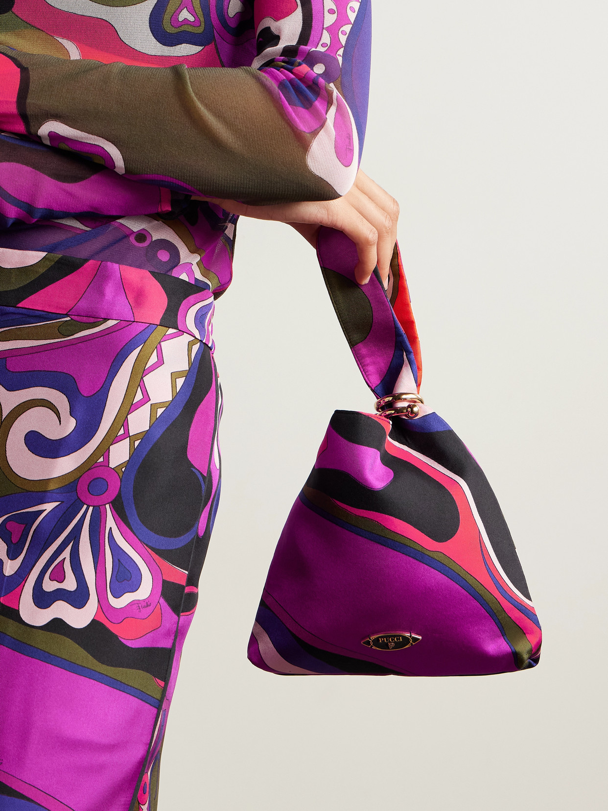 Pucci Printed Satin-twill Tote In Multi