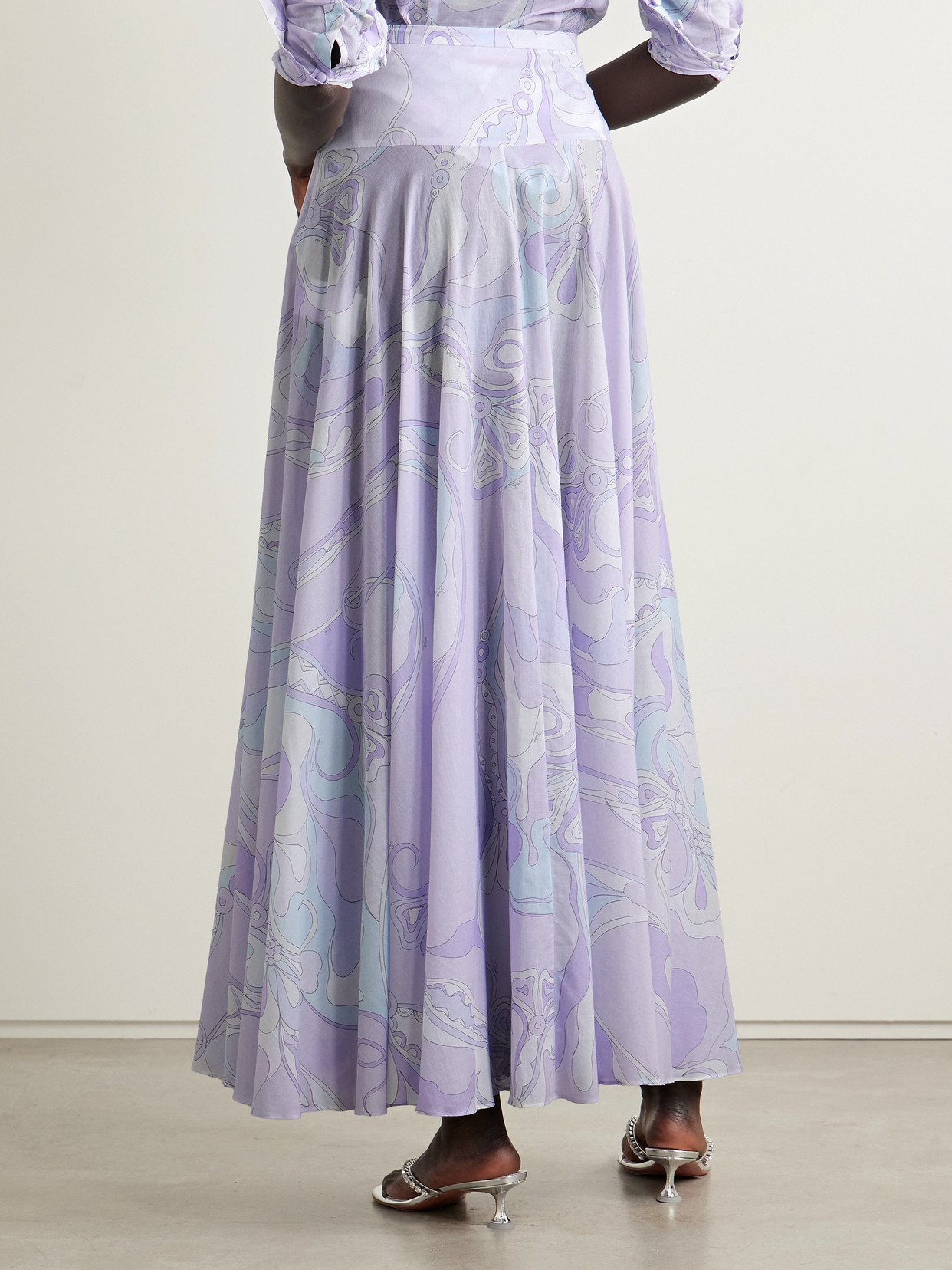 Pucci Printed Cotton-voile Maxi Skirt In Purple