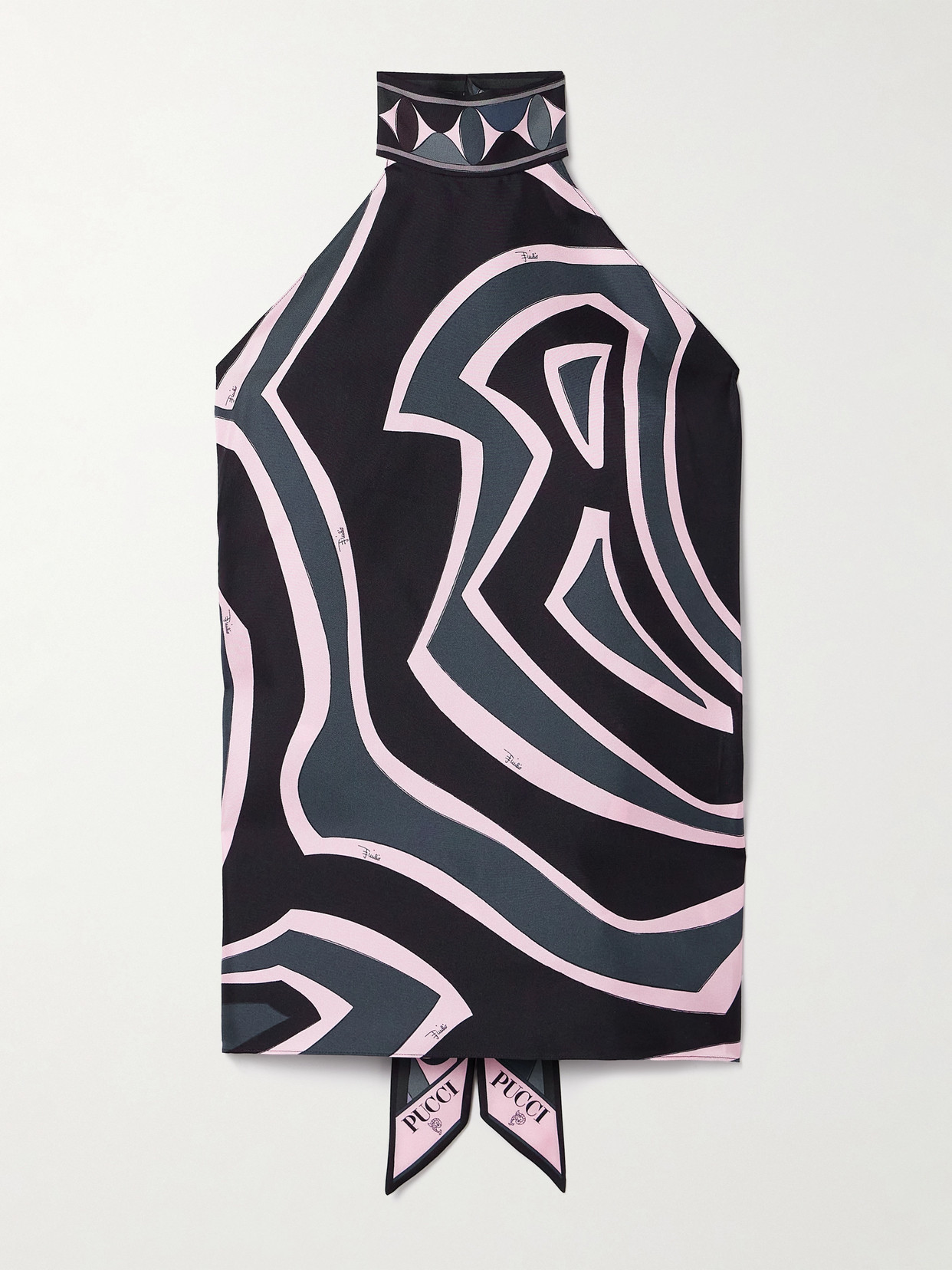 Pucci Printed Silk-twill Halterneck Top In Multi