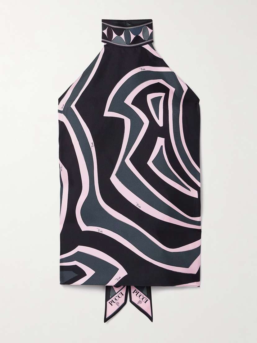 PUCCI Printed Silk-twill Halterneck Top