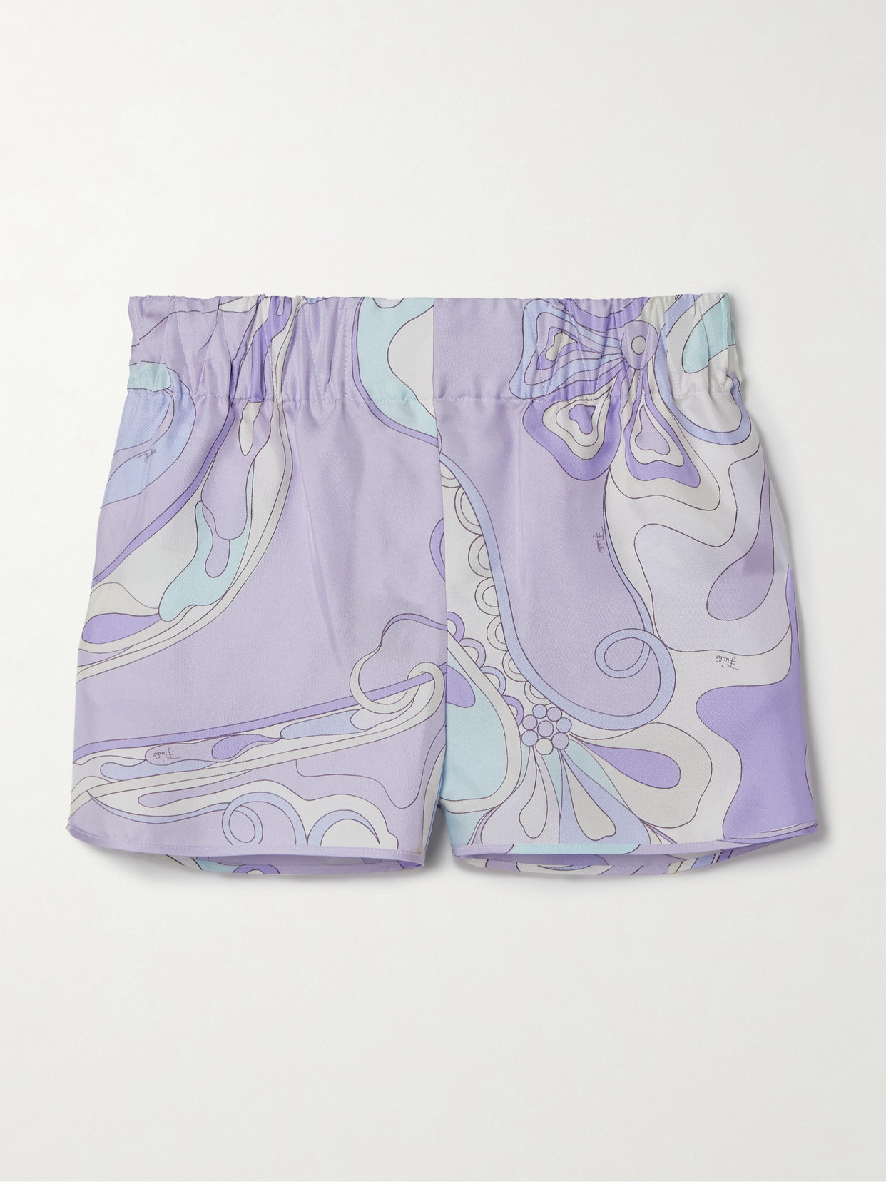 Pucci Printed Silk-twill Shorts In Purple