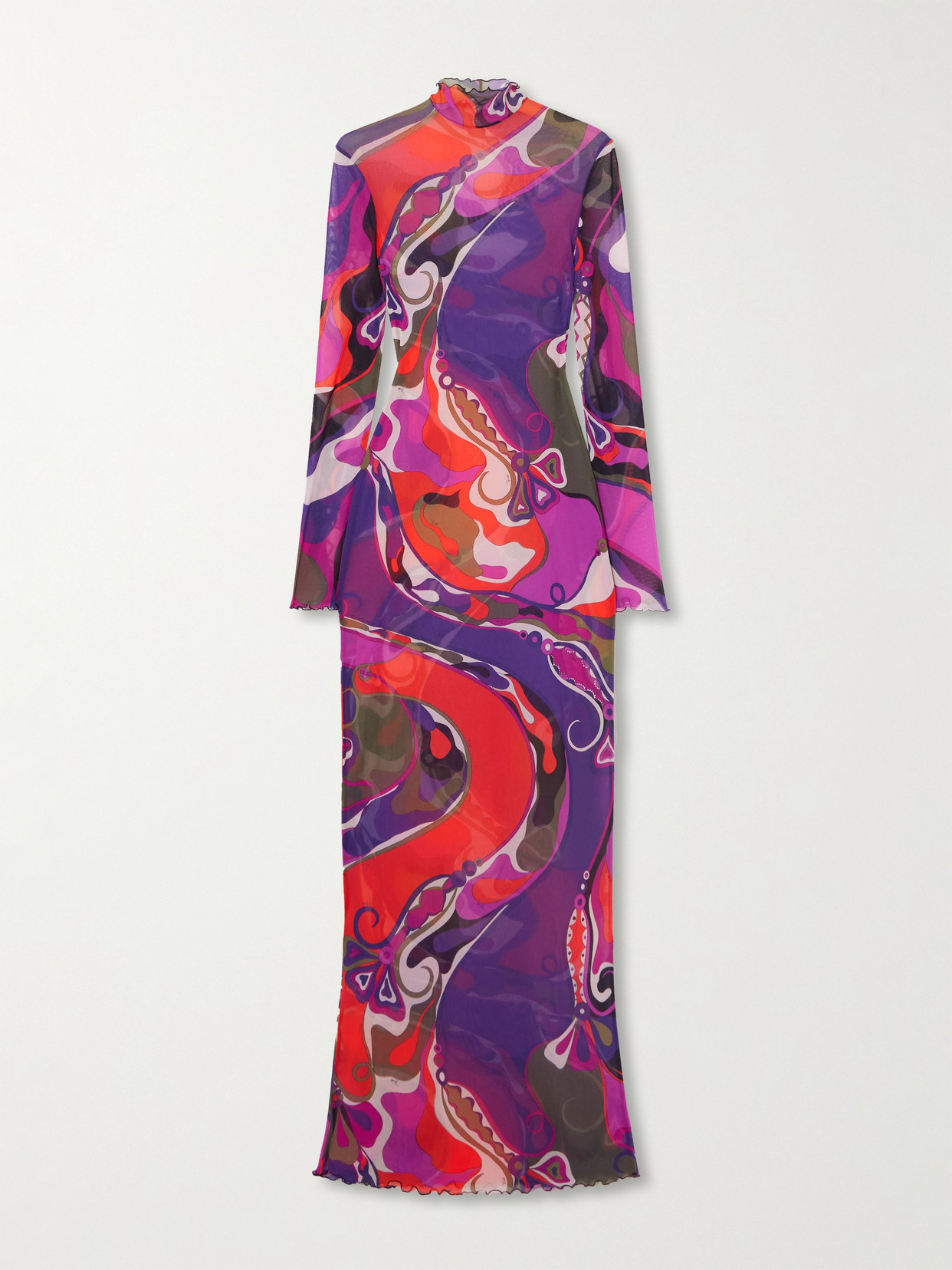 Pucci Printed Tulle Maxi Dress In Multi