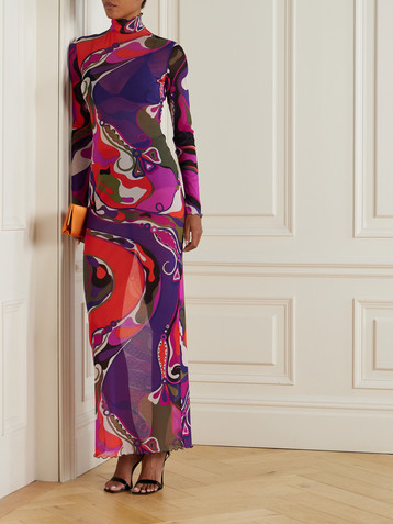 Pucci Printed tulle maxi dress