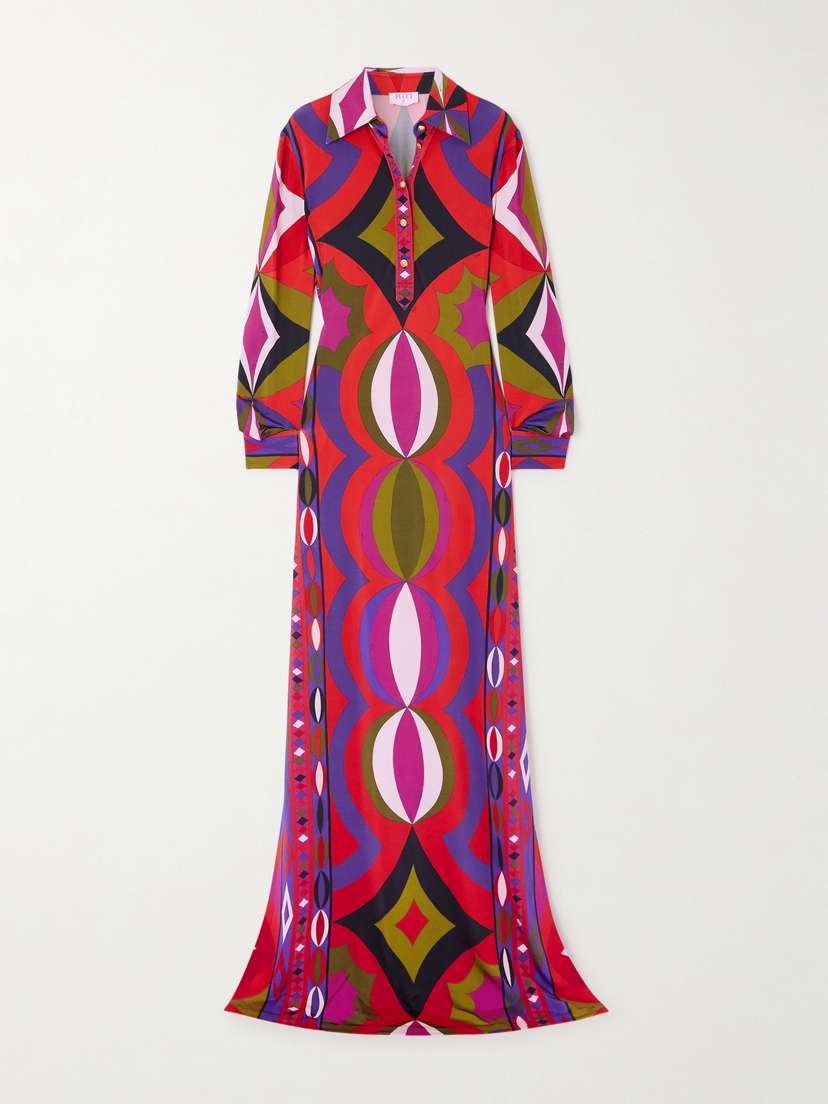 PUCCI Printed Satin Maxi Dress