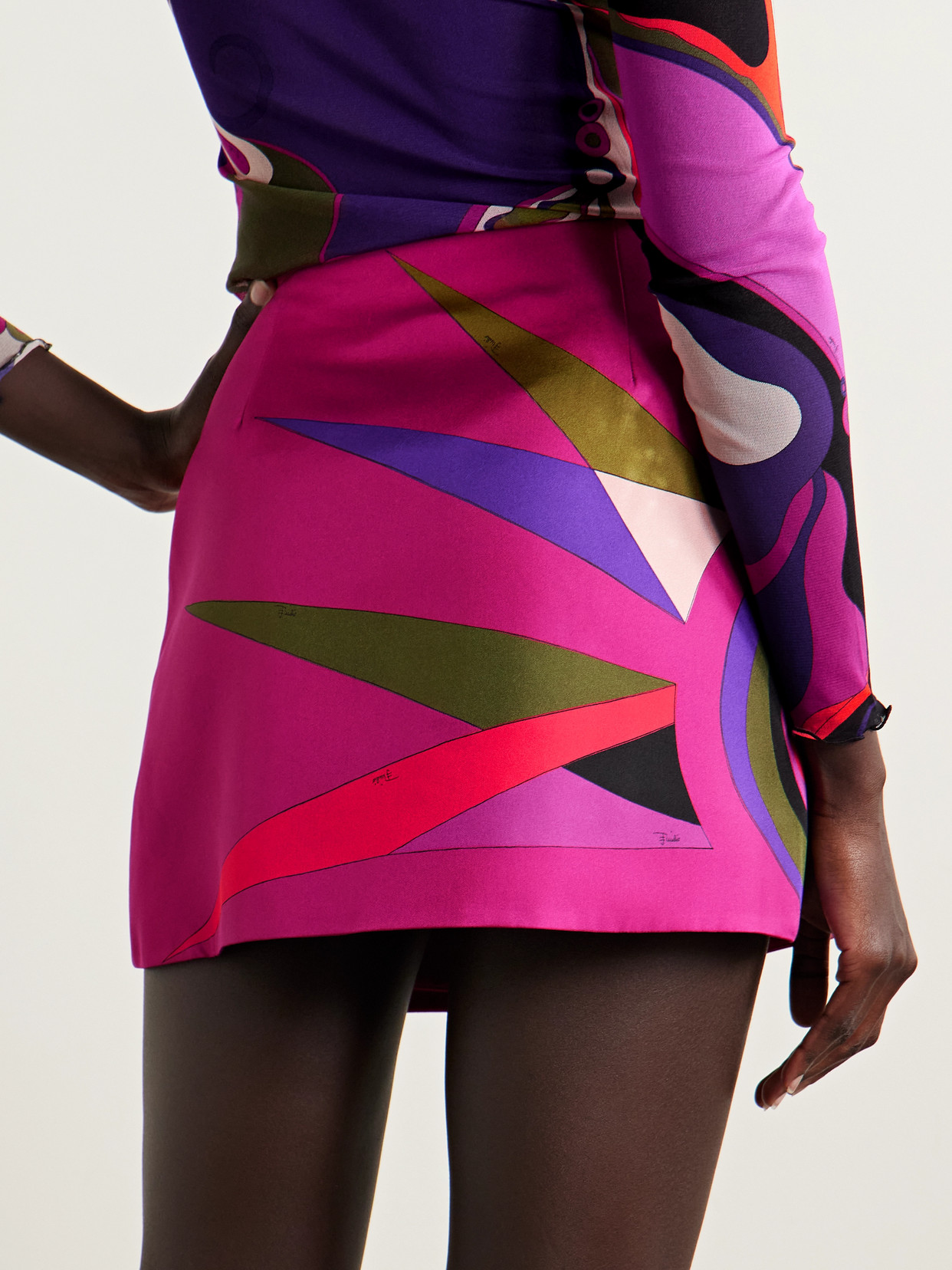 Pucci Wrap-effect Printed Silk-twill Mini Skirt In Multi